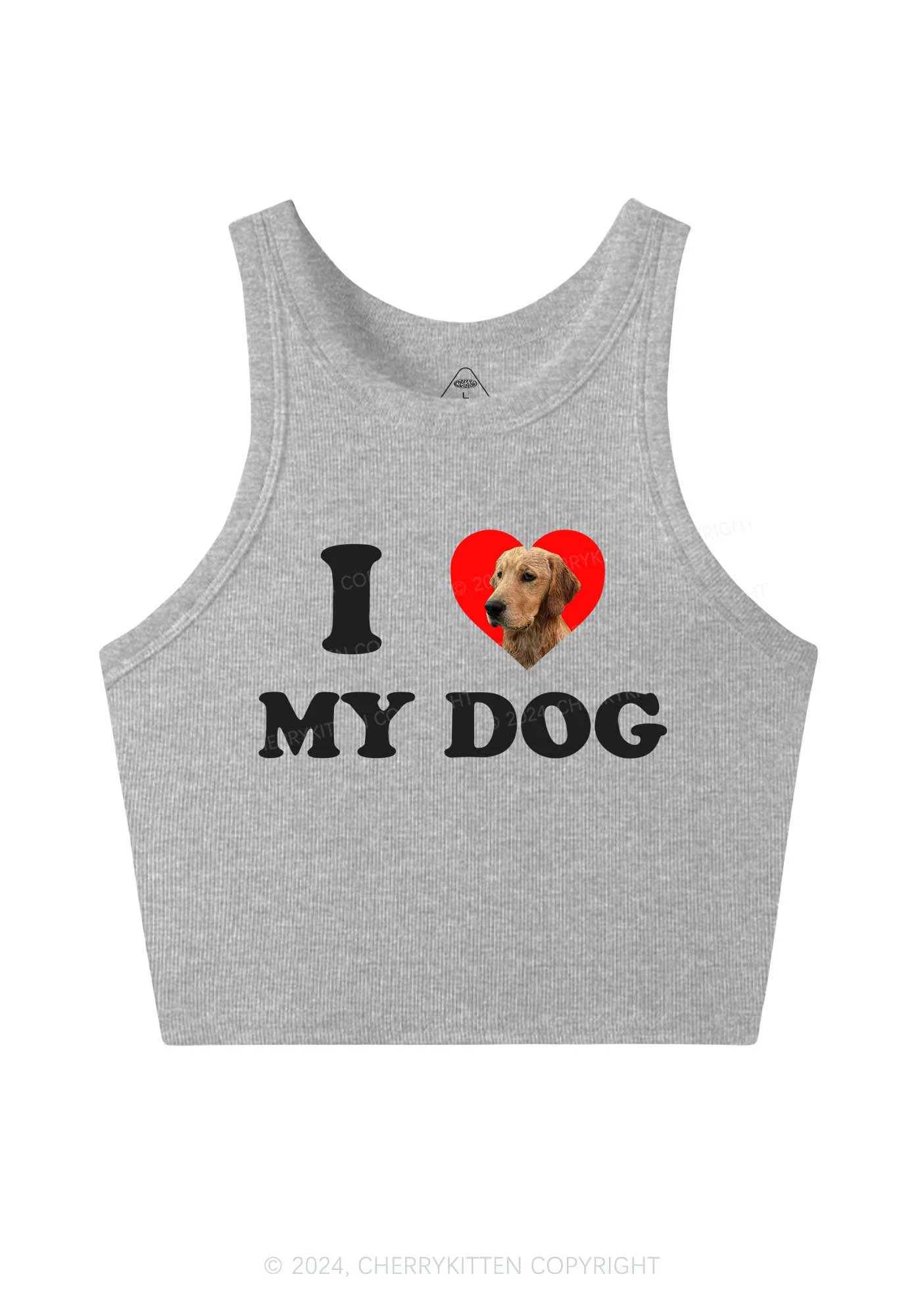 I Love My Dog Custom Photo Y2K Crop Tank Top Cherrykitten - Image 4