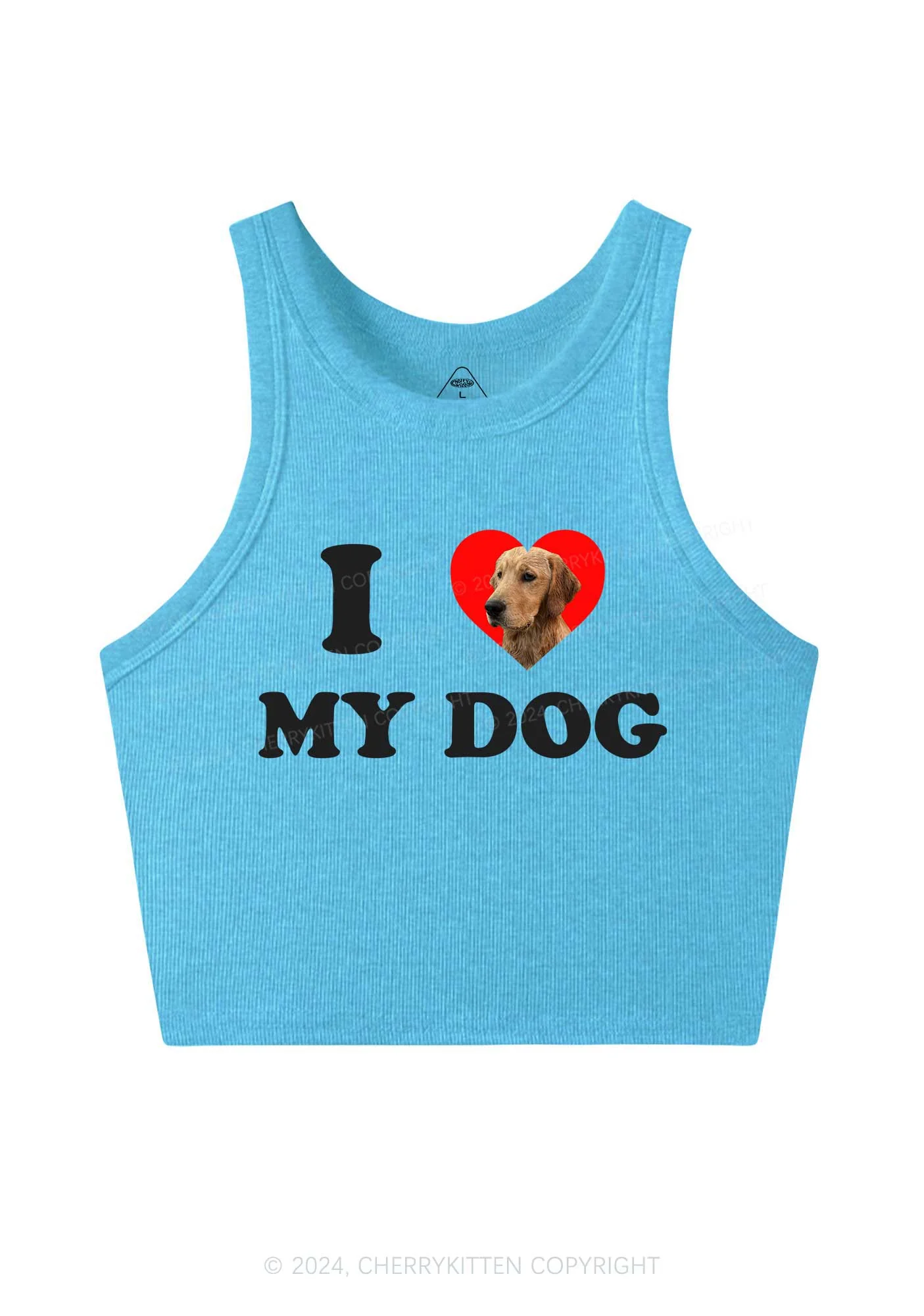 I Love My Dog Custom Photo Y2K Crop Tank Top Cherrykitten - Image 5