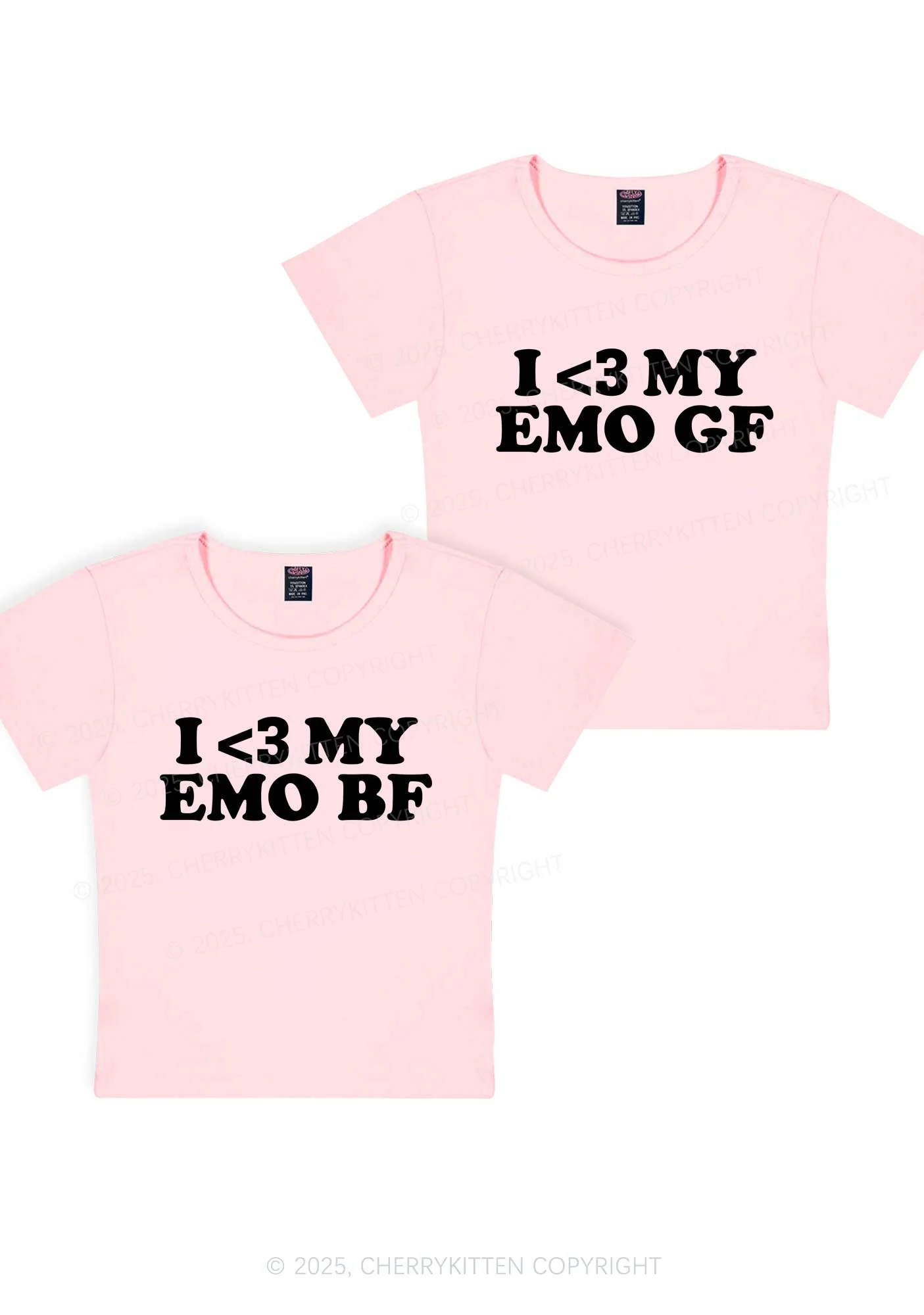 I Love My Emo BF GF Y2K Valentine's Day Baby Tee Cherrykitten - Image 11
