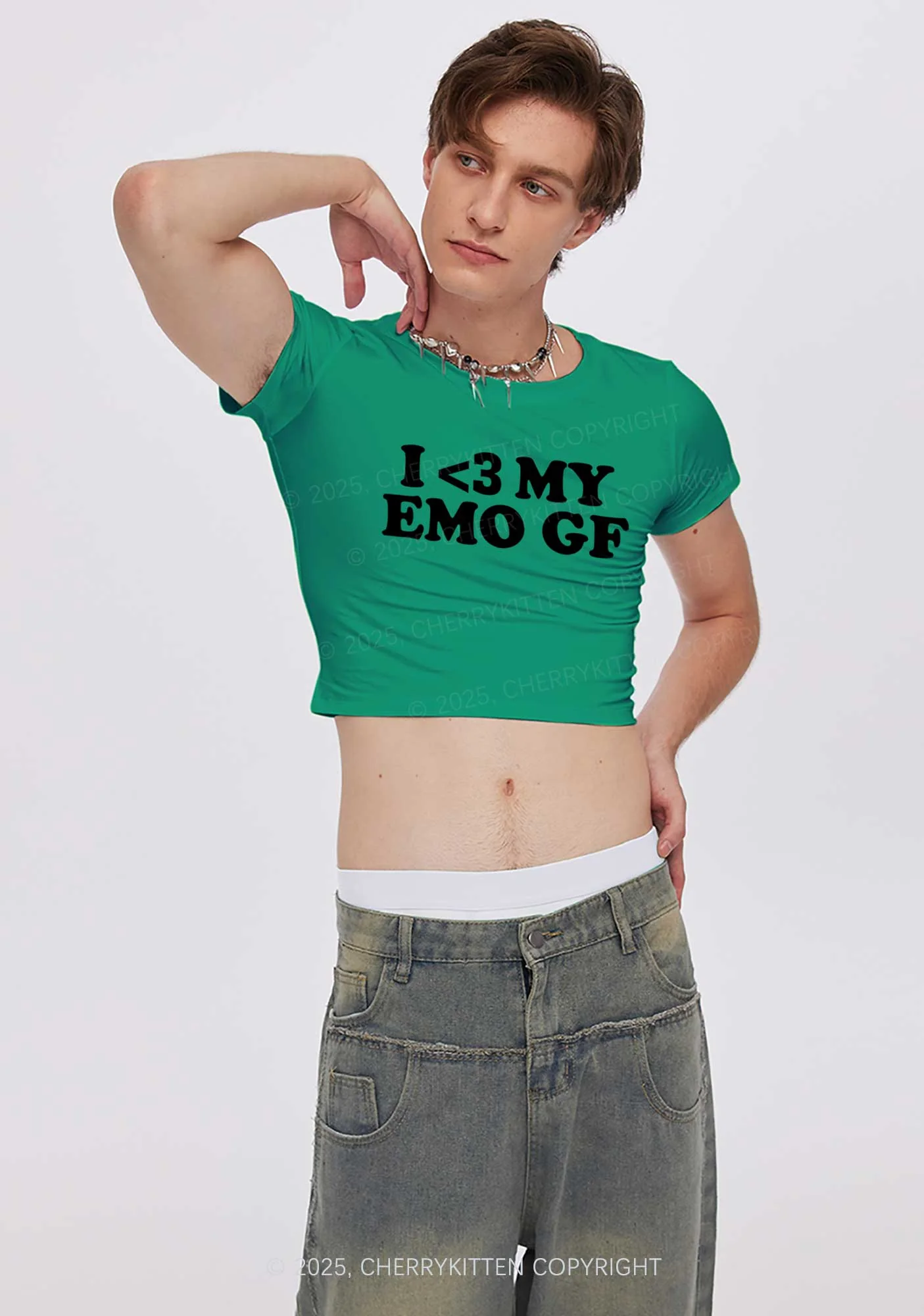 I Love My Emo BF GF Y2K Valentine's Day Baby Tee Cherrykitten - Image 3