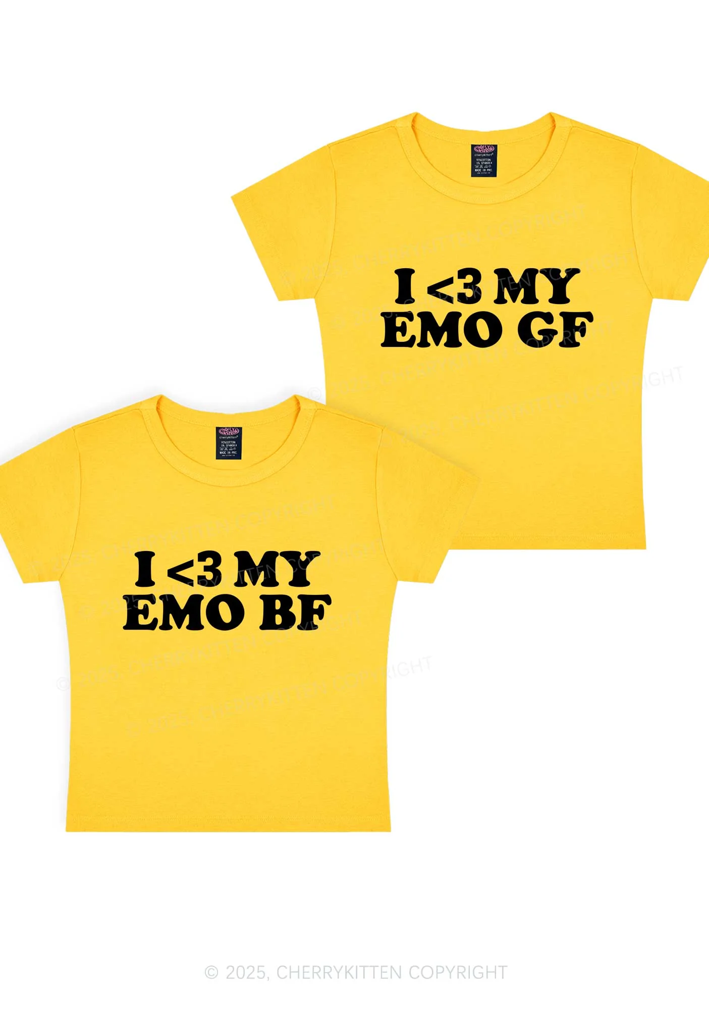 I Love My Emo BF GF Y2K Valentine's Day Baby Tee Cherrykitten - Image 5