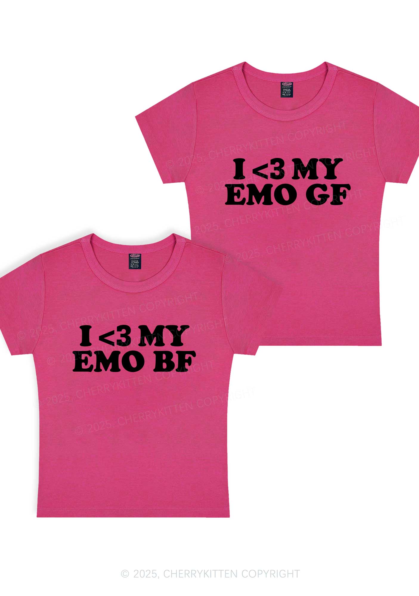 I Love My Emo BF GF Y2K Valentine's Day Baby Tee Cherrykitten - Image 7