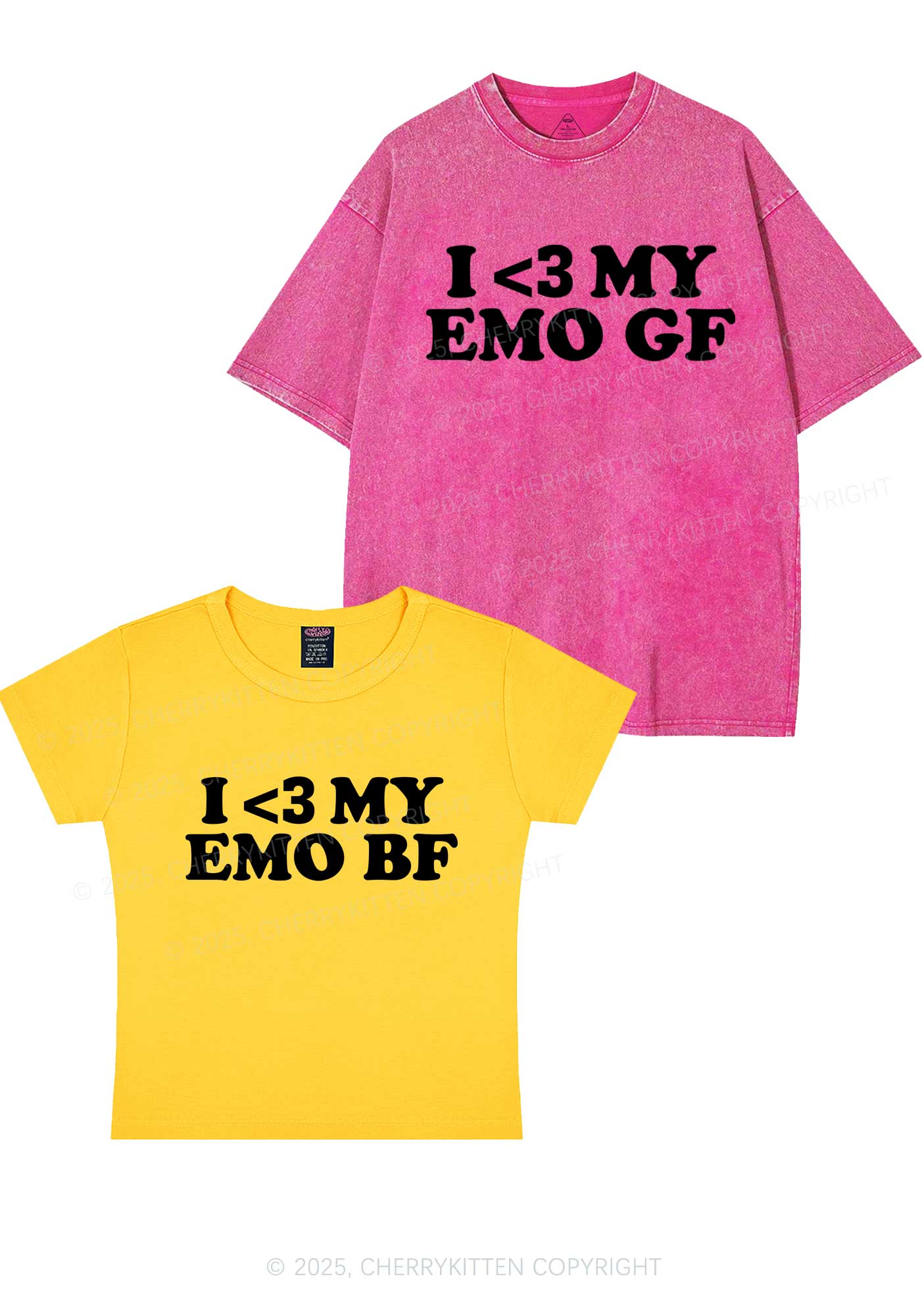 I Love My Emo BF GF Y2K Valentine's Day Couple Shirt Cherrykitten - Image 4
