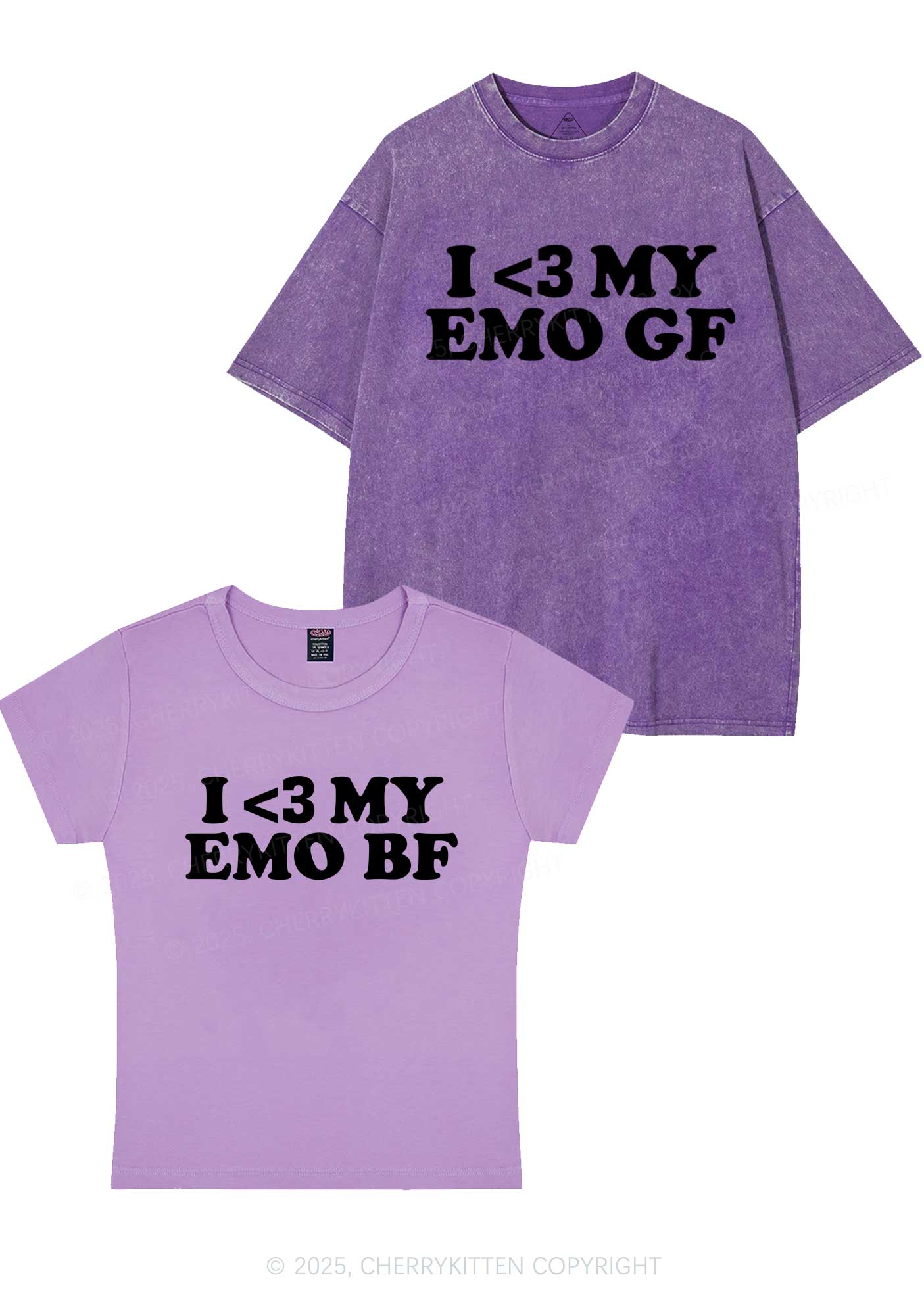 I Love My Emo BF GF Y2K Valentine's Day Couple Shirt Cherrykitten - Image 6