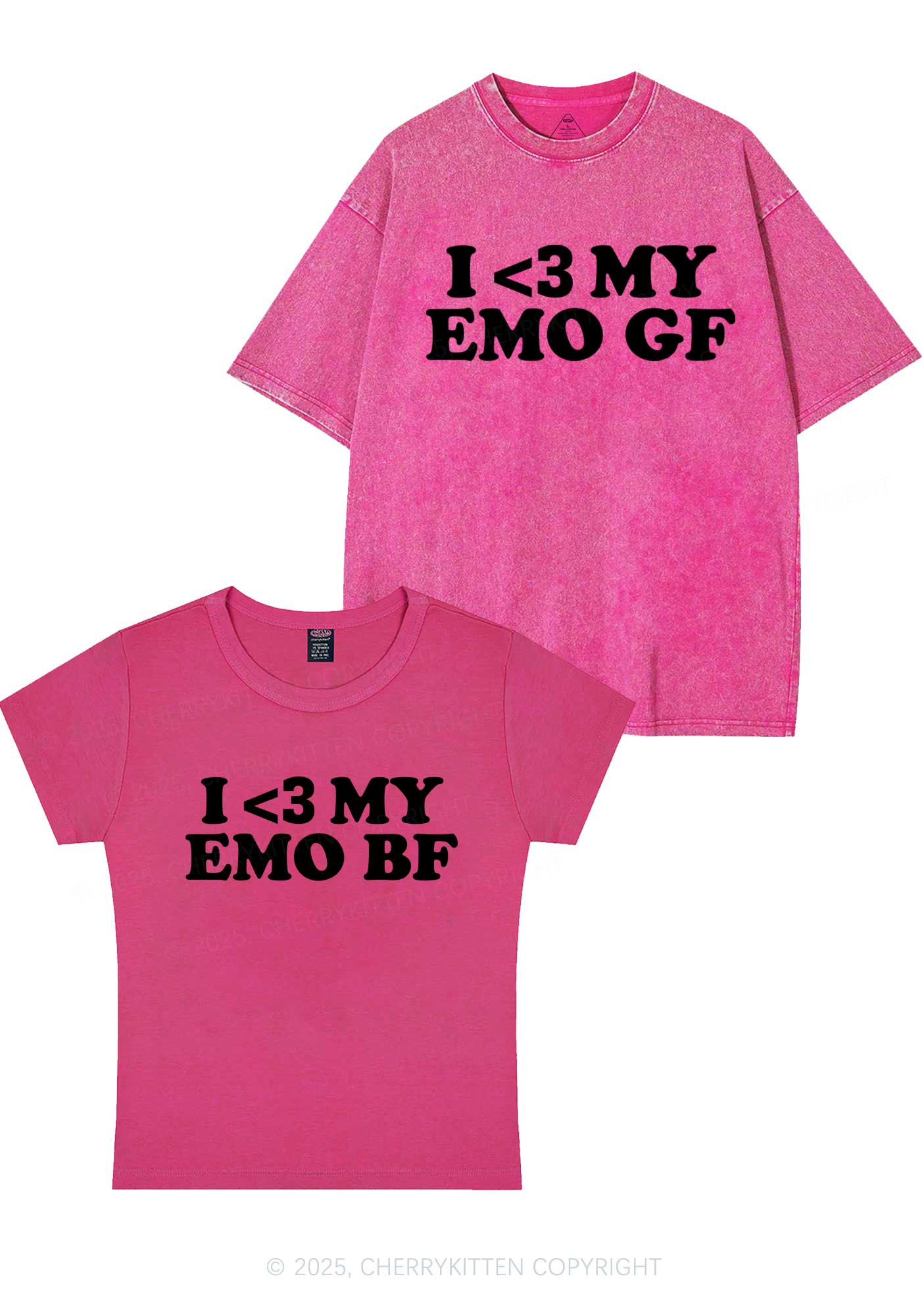 I Love My Emo BF GF Y2K Valentine's Day Couple Shirt Cherrykitten - Image 7