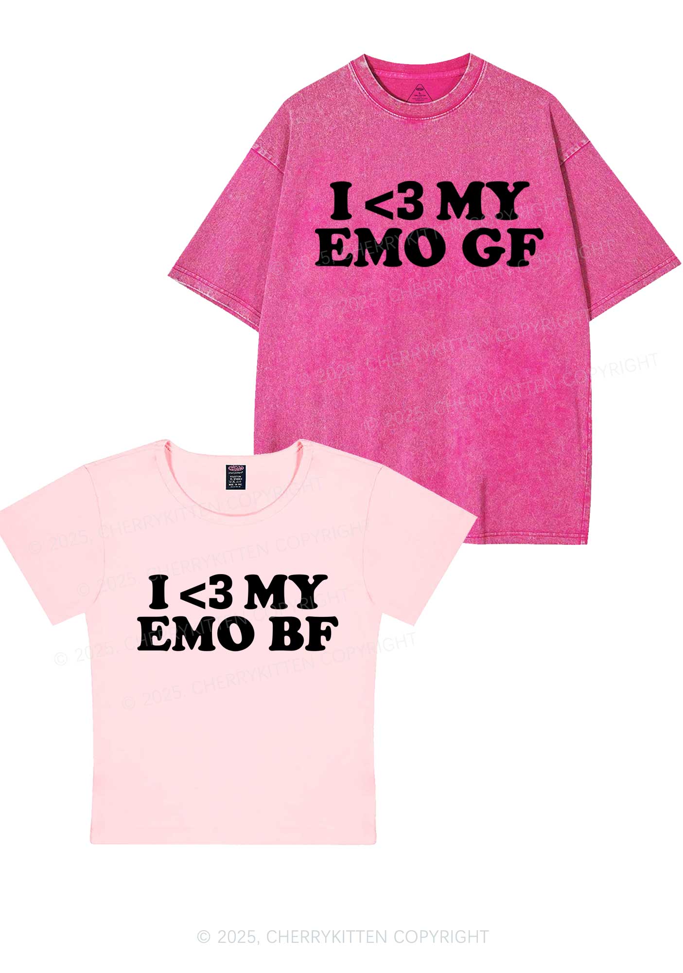 I Love My Emo BF GF Y2K Valentine's Day Couple Shirt Cherrykitten - Image 9
