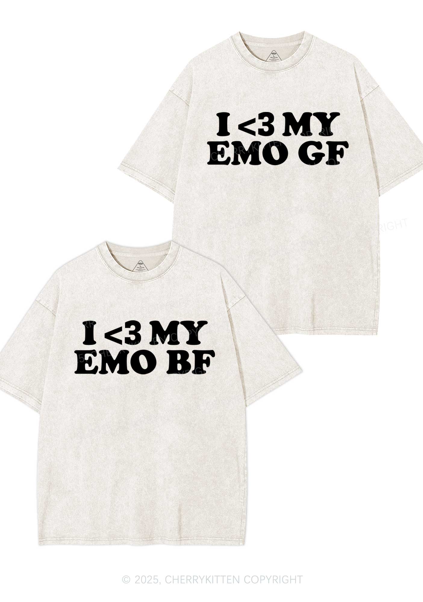 I Love My Emo BF GF Y2K Valentine's Day Washed Tee Cherrykitten - Image 6