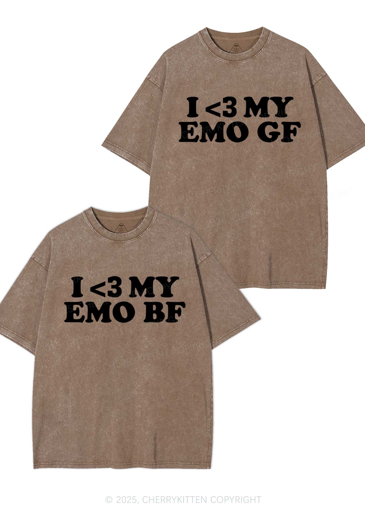 I Love My Emo BF GF Y2K Valentine's Day Washed Tee Cherrykitten - Image 8