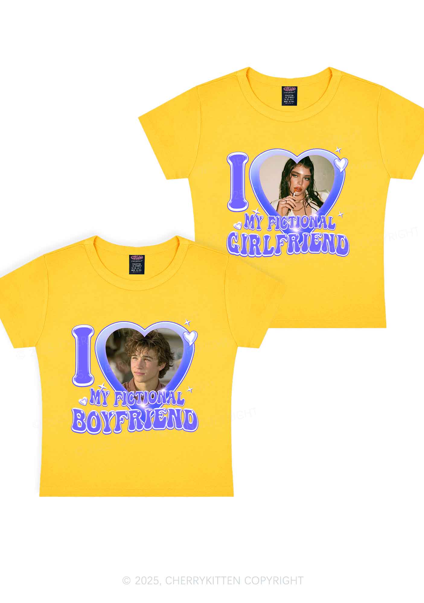 I Love My Fictional GF BF Y2K Valentine's Day Baby Tee Cherrykitten - Image 5