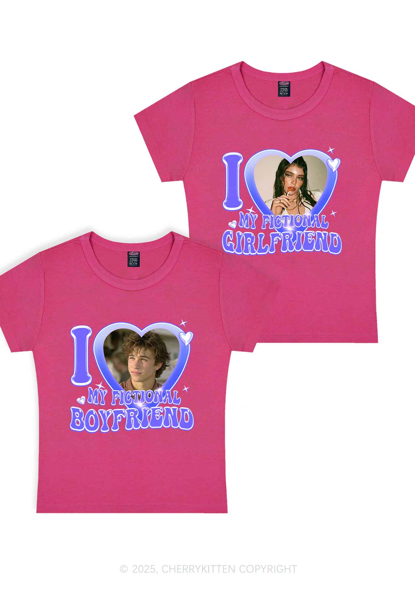 I Love My Fictional GF BF Y2K Valentine's Day Baby Tee Cherrykitten - Image 6