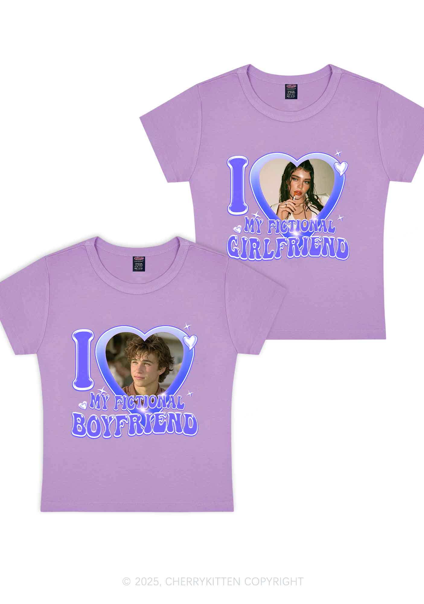 I Love My Fictional GF BF Y2K Valentine's Day Baby Tee Cherrykitten - Image 7