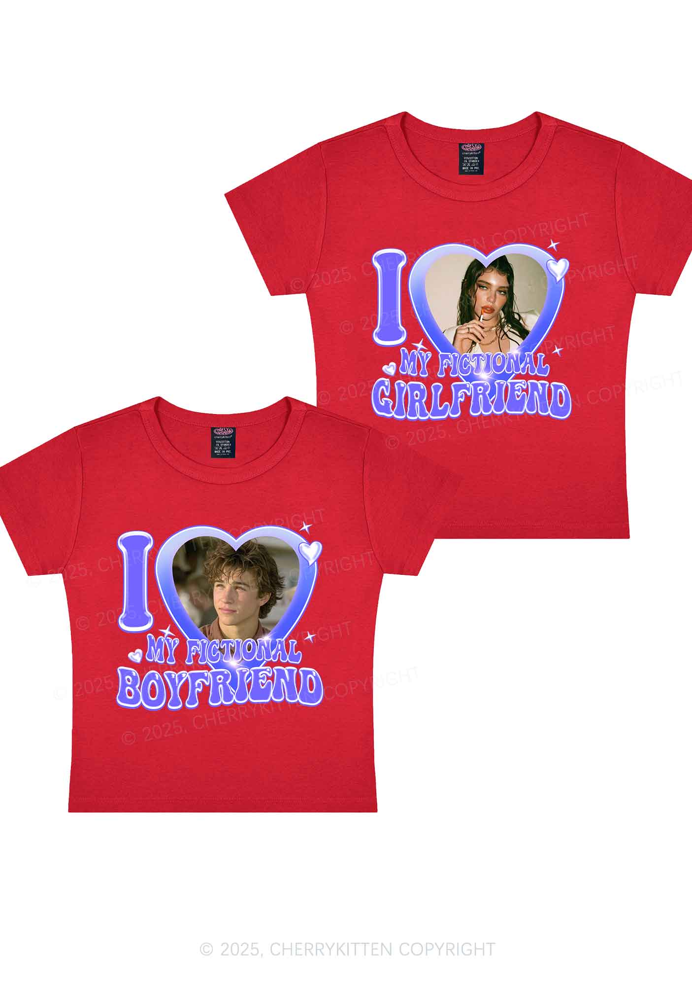 I Love My Fictional GF BF Y2K Valentine's Day Baby Tee Cherrykitten - Image 8