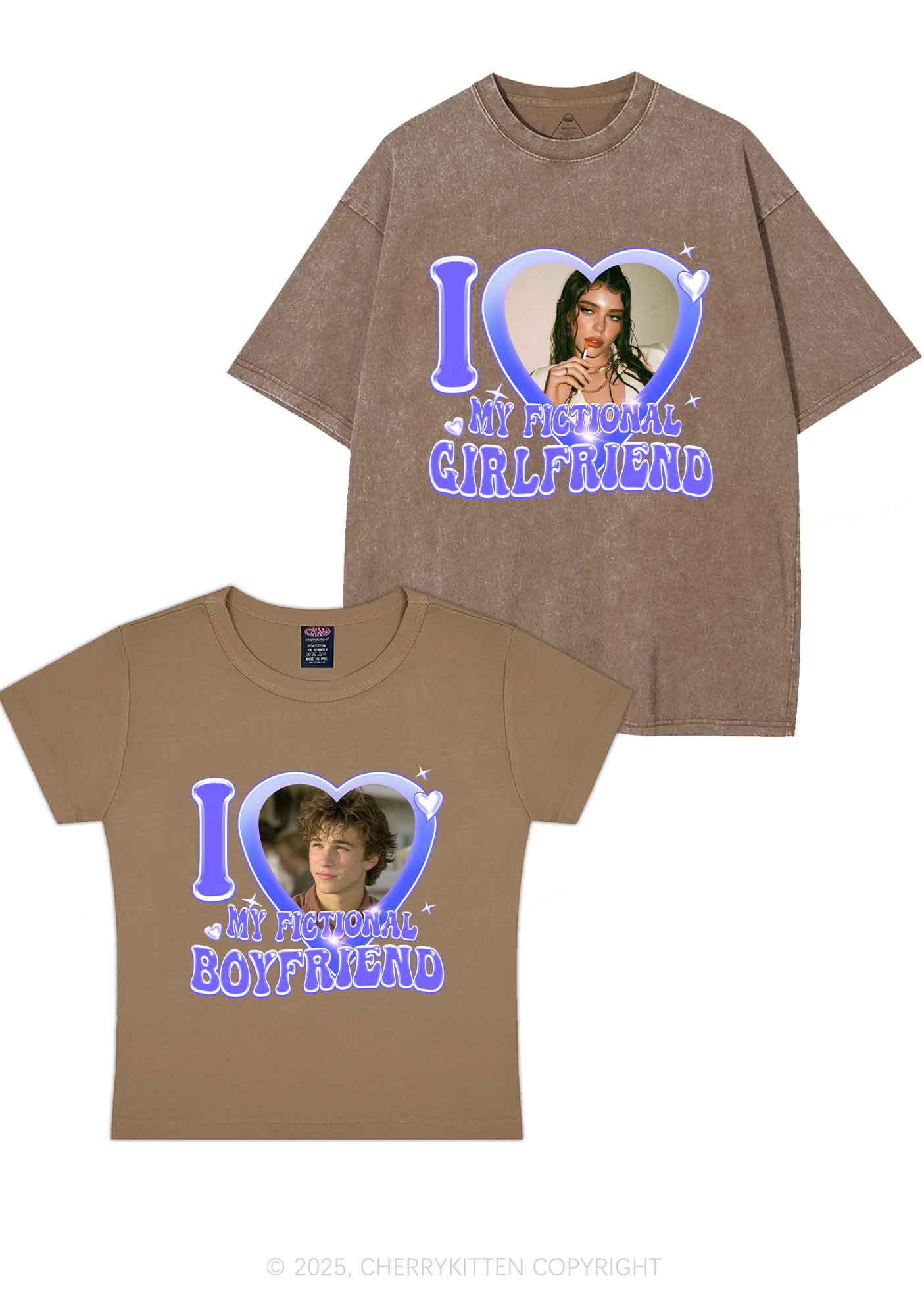 I Love My Fictional GF BF Y2K Valentine's Day Couple Shirt Cherrykitten - Image 11