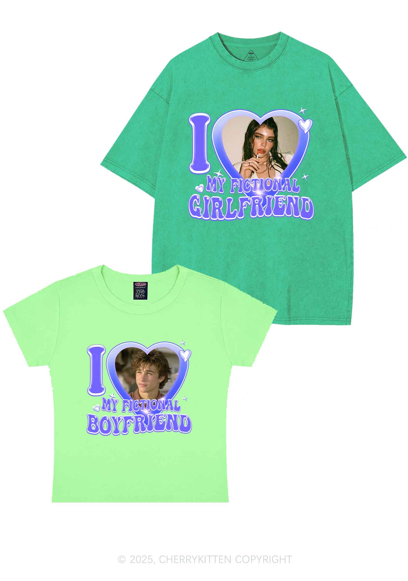 I Love My Fictional GF BF Y2K Valentine's Day Couple Shirt Cherrykitten - Image 12
