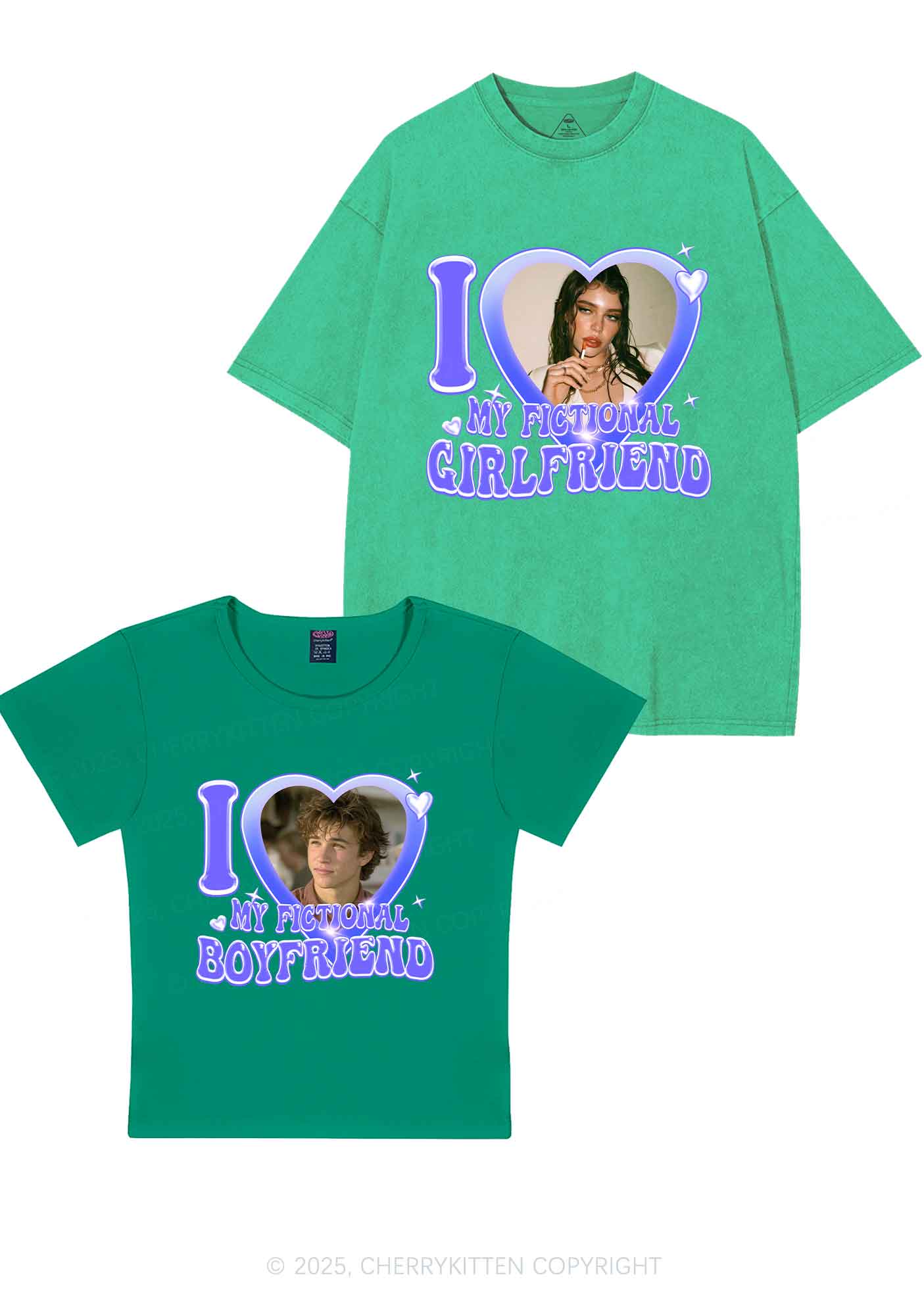 I Love My Fictional GF BF Y2K Valentine's Day Couple Shirt Cherrykitten - Image 13