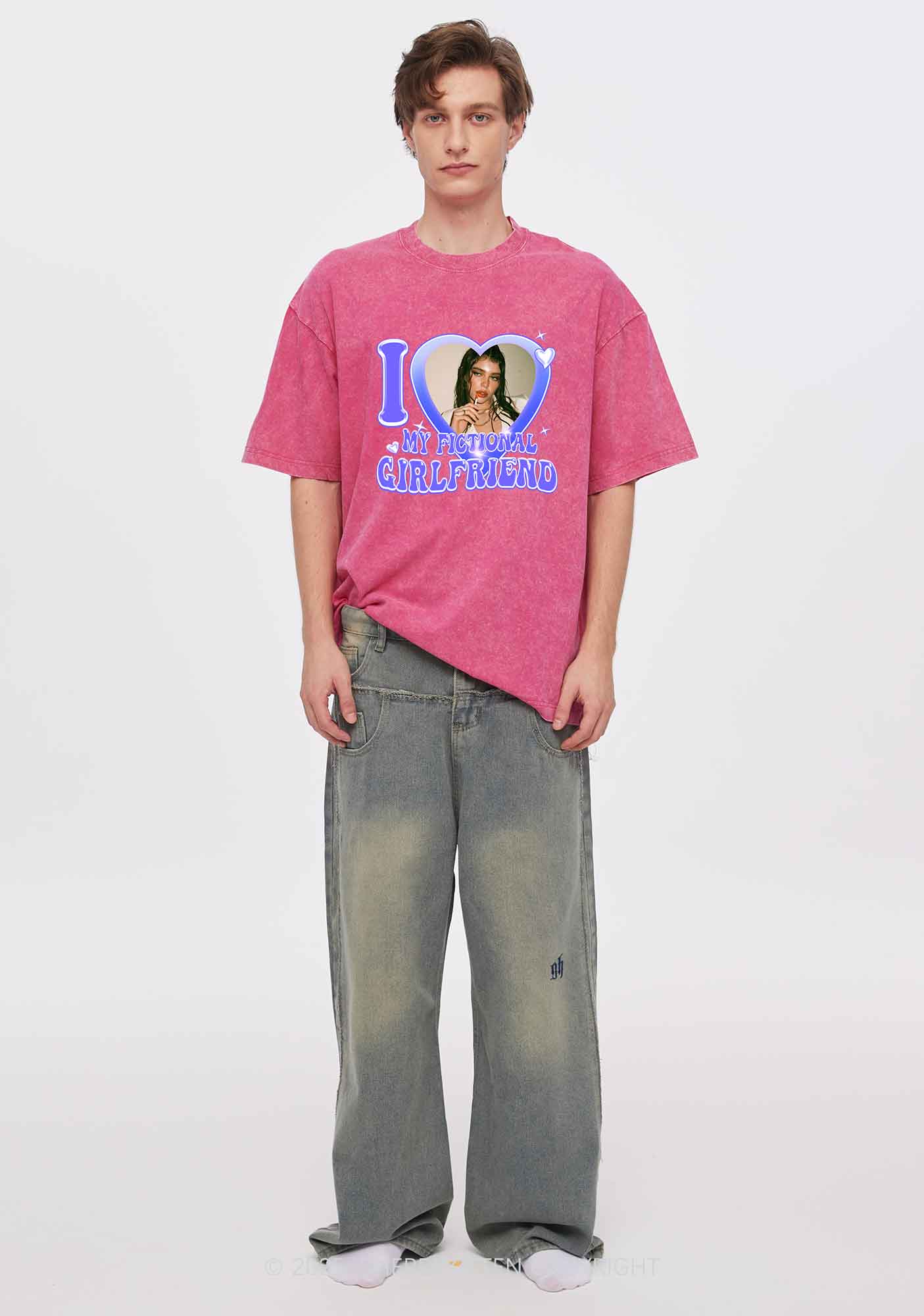 I Love My Fictional GF BF Y2K Valentine's Day Couple Shirt Cherrykitten - Image 3
