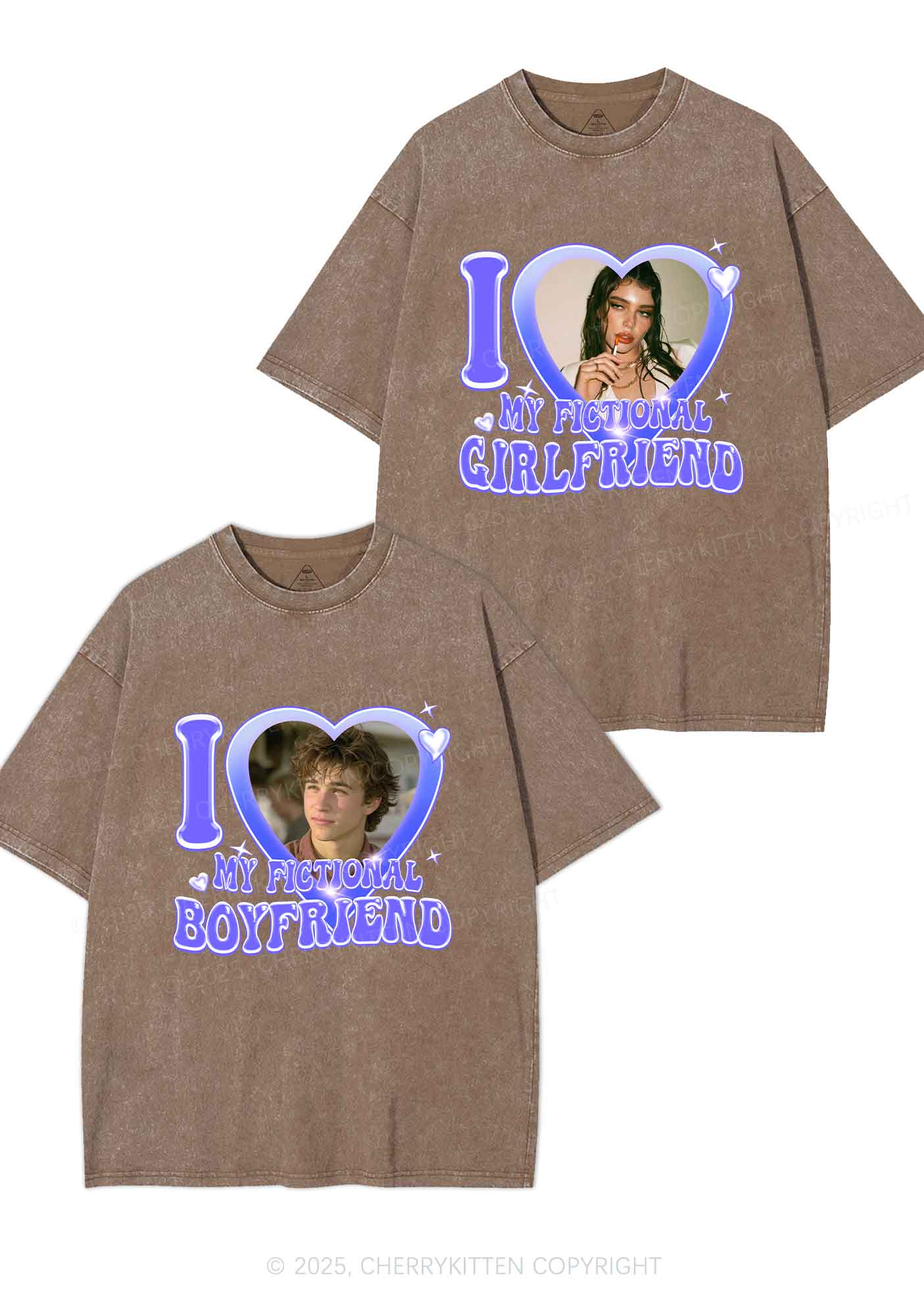 I Love My Fictional GF BF Y2K Valentine's Day Washed Tee Cherrykitten - Image 6