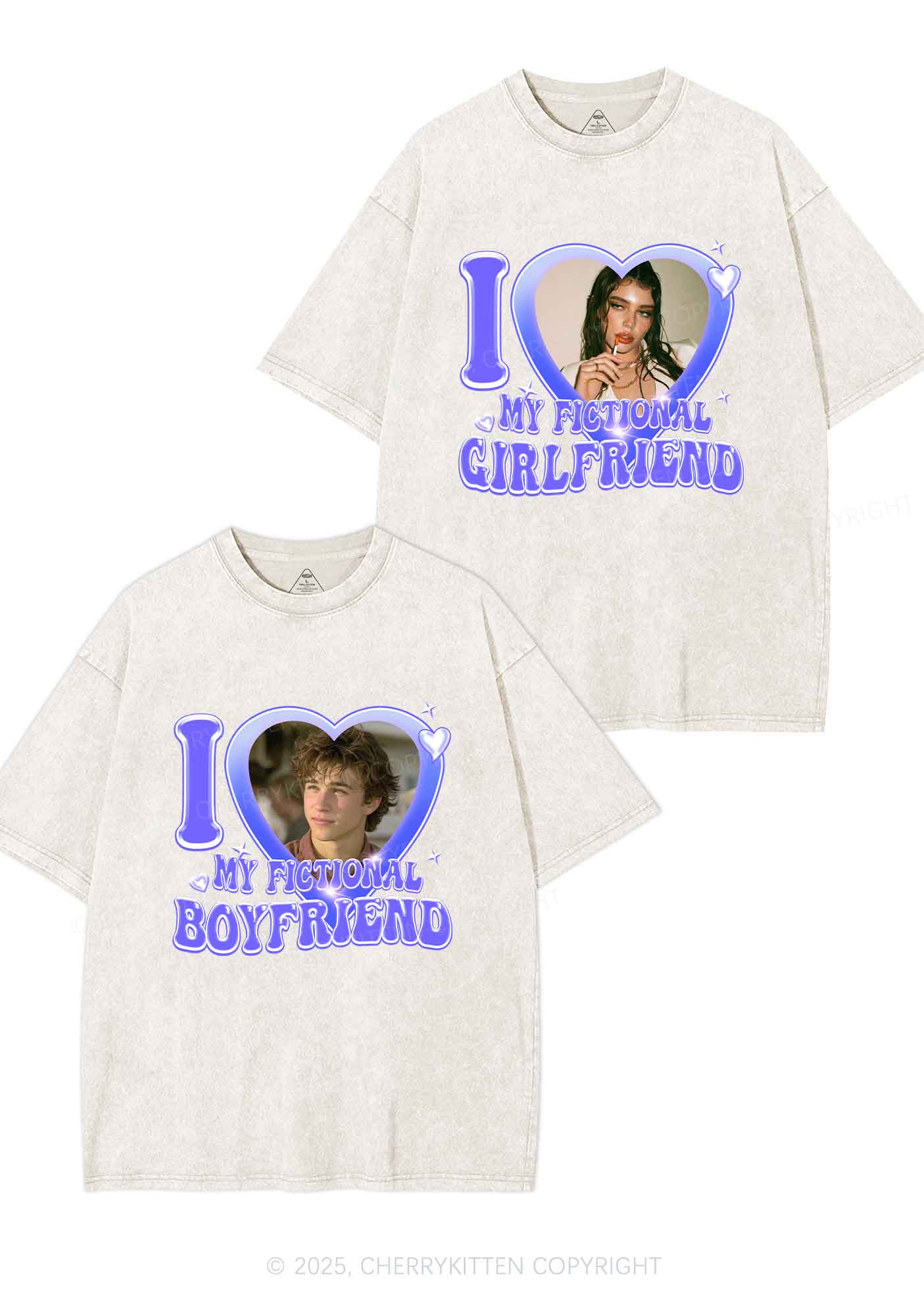 I Love My Fictional GF BF Y2K Valentine's Day Washed Tee Cherrykitten - Image 7