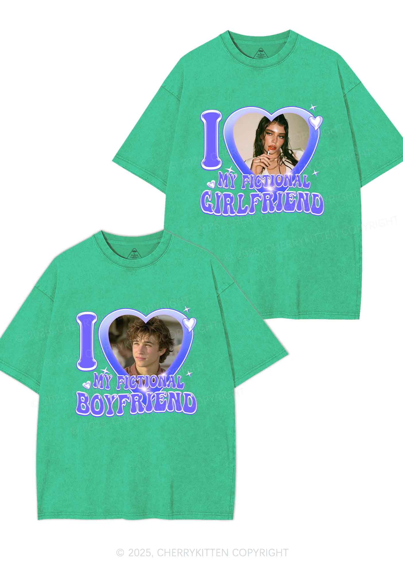 I Love My Fictional GF BF Y2K Valentine's Day Washed Tee Cherrykitten - Image 9