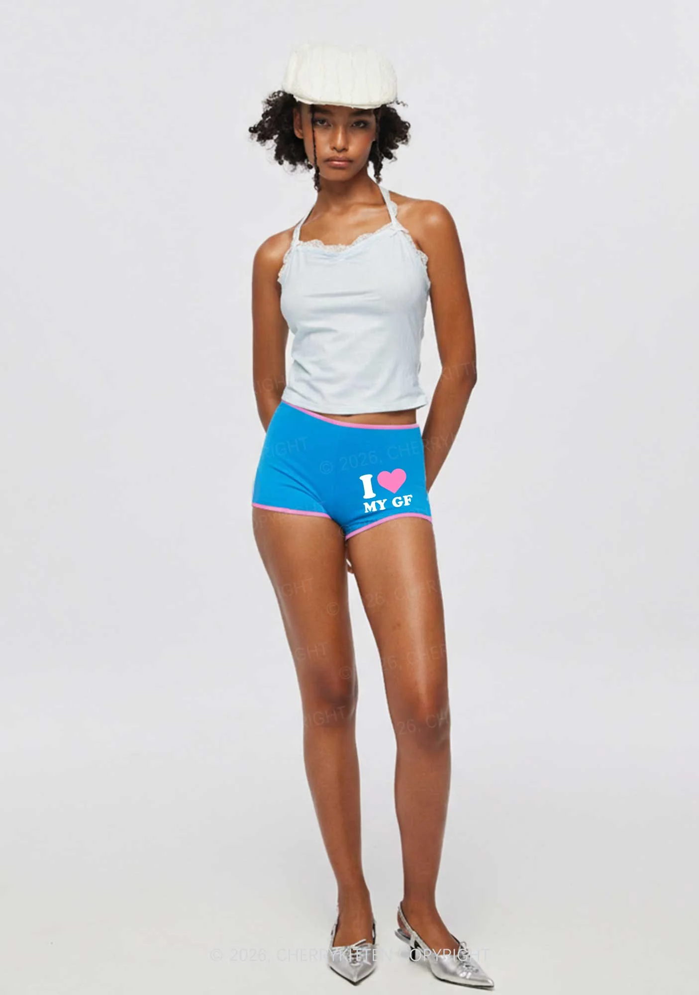 I Love My GF Valentine's Day Y2K Booty Shorts Cherrykitten - Image 2