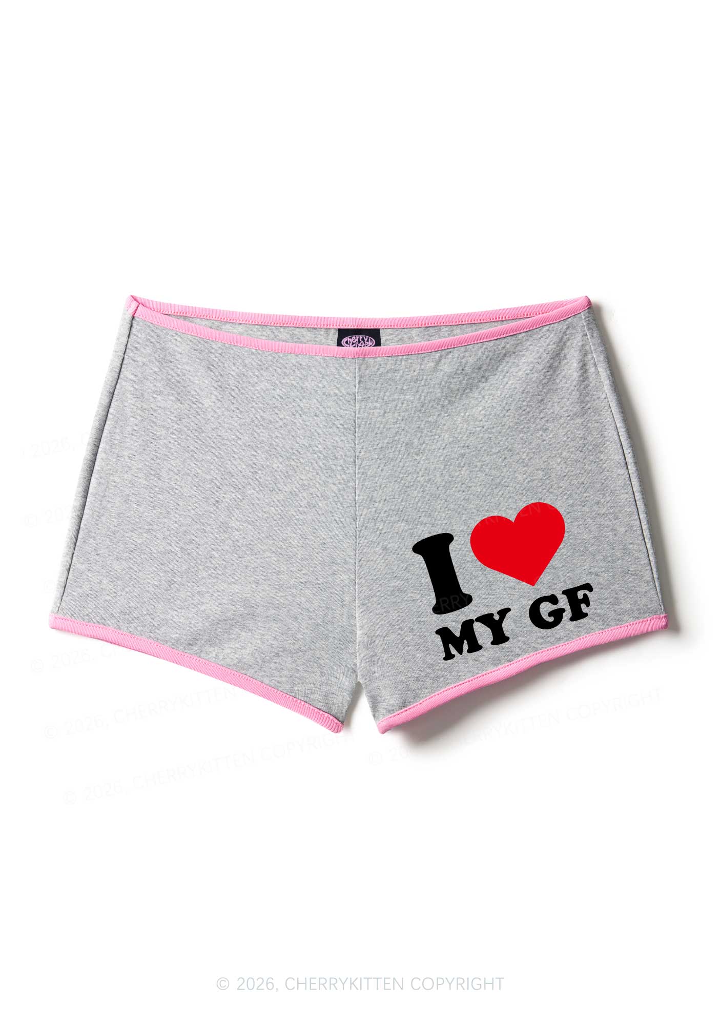I Love My GF Valentine's Day Y2K Booty Shorts Cherrykitten - Image 8