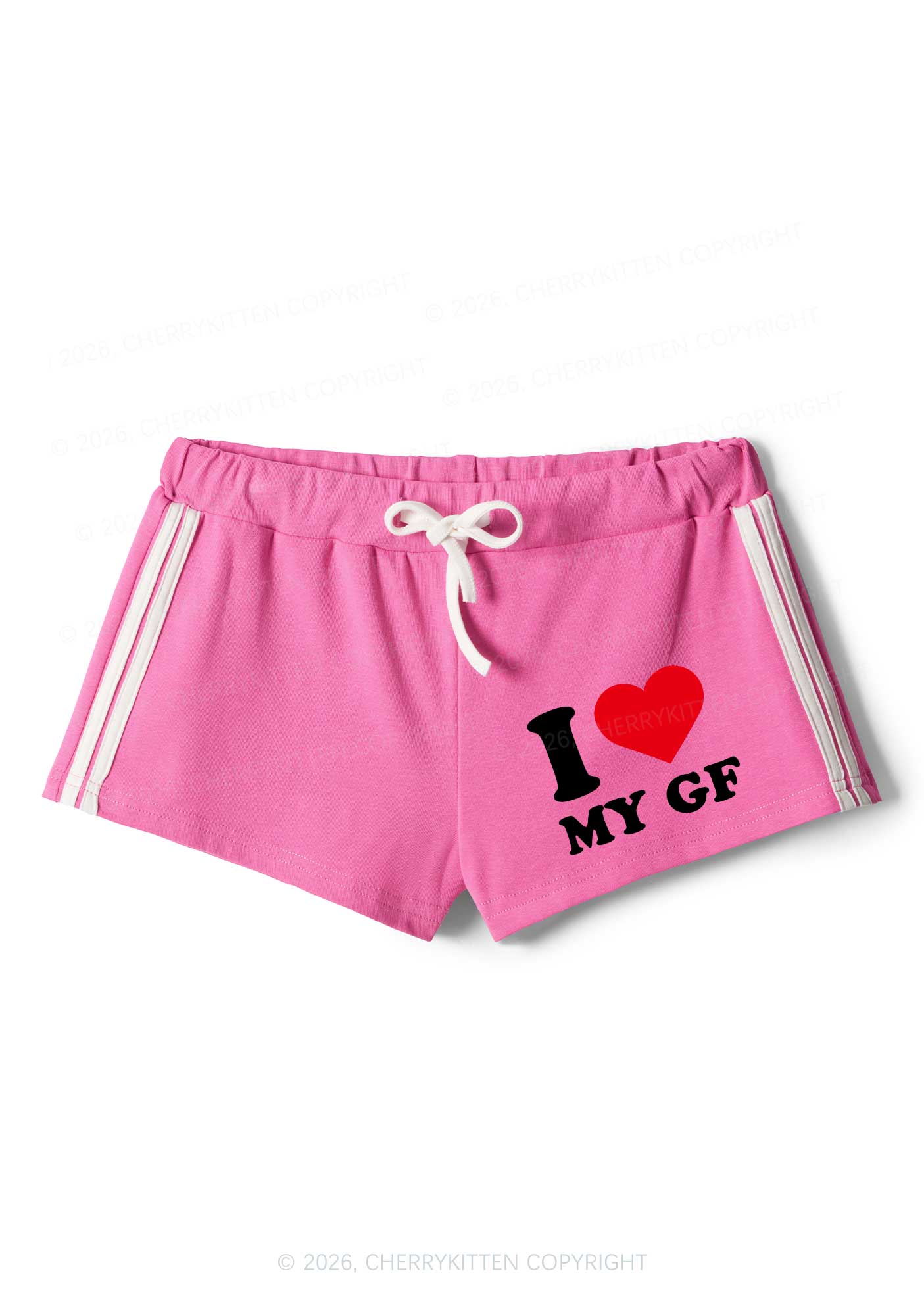 I Love My GF Valentine's Day Y2K Drawstring Mini Shorts Cherrykitten - Image 3