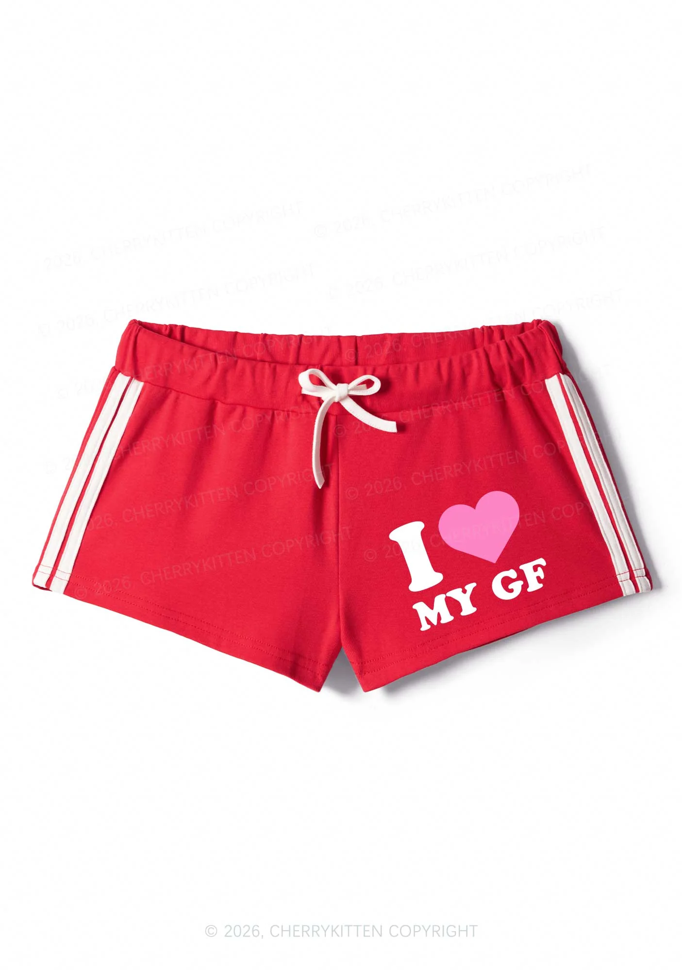 I Love My GF Valentine's Day Y2K Drawstring Mini Shorts Cherrykitten - Image 4