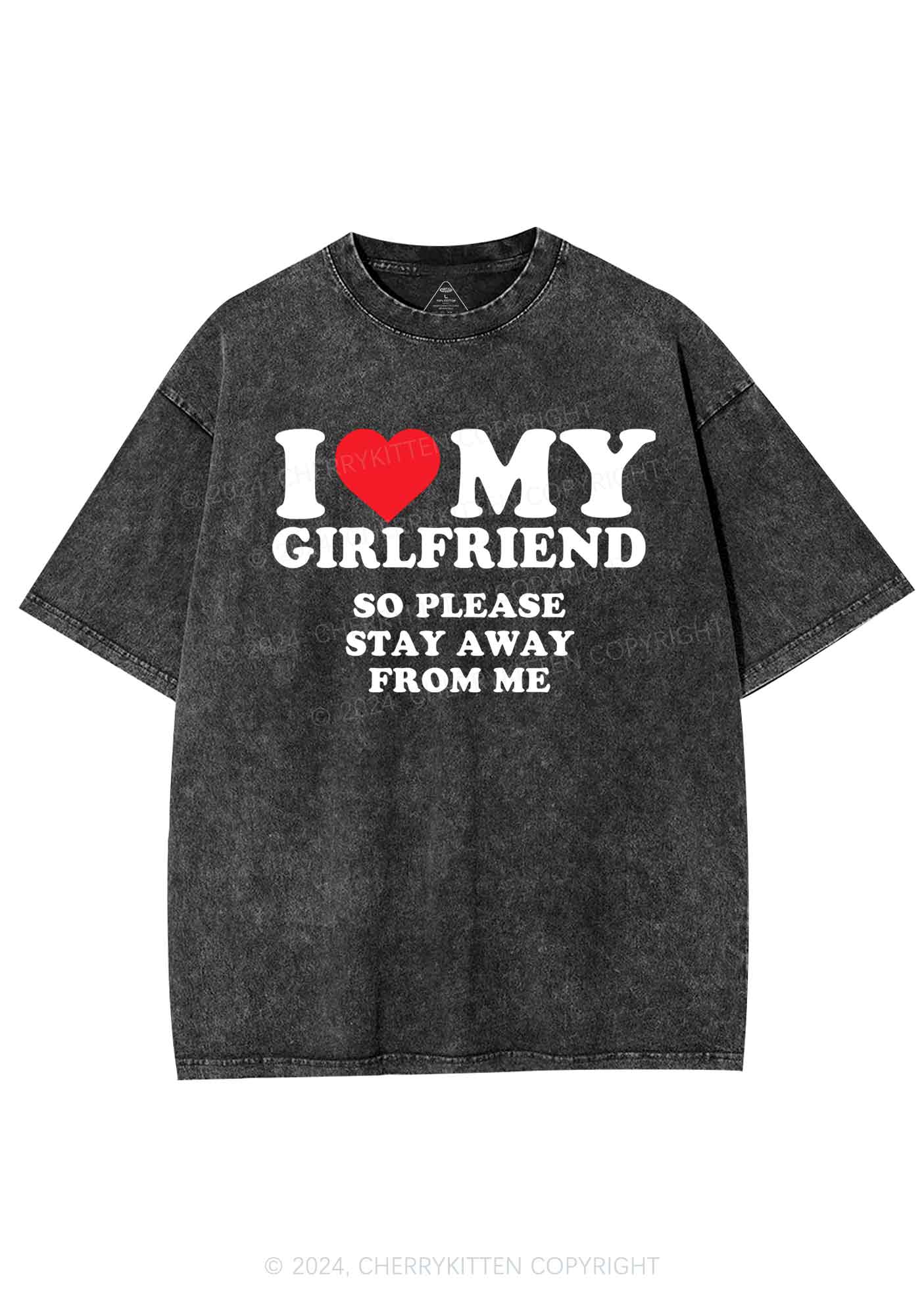 I Love My GF Y2K Valentine's Day Washed Tee Cherrykitten - Image 4