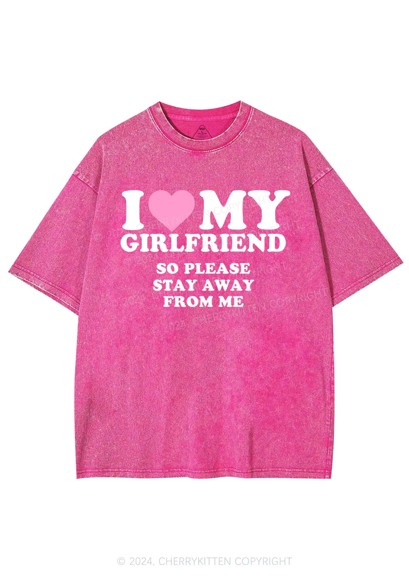 I Love My GF Y2K Valentine's Day Washed Tee Cherrykitten - Image 5