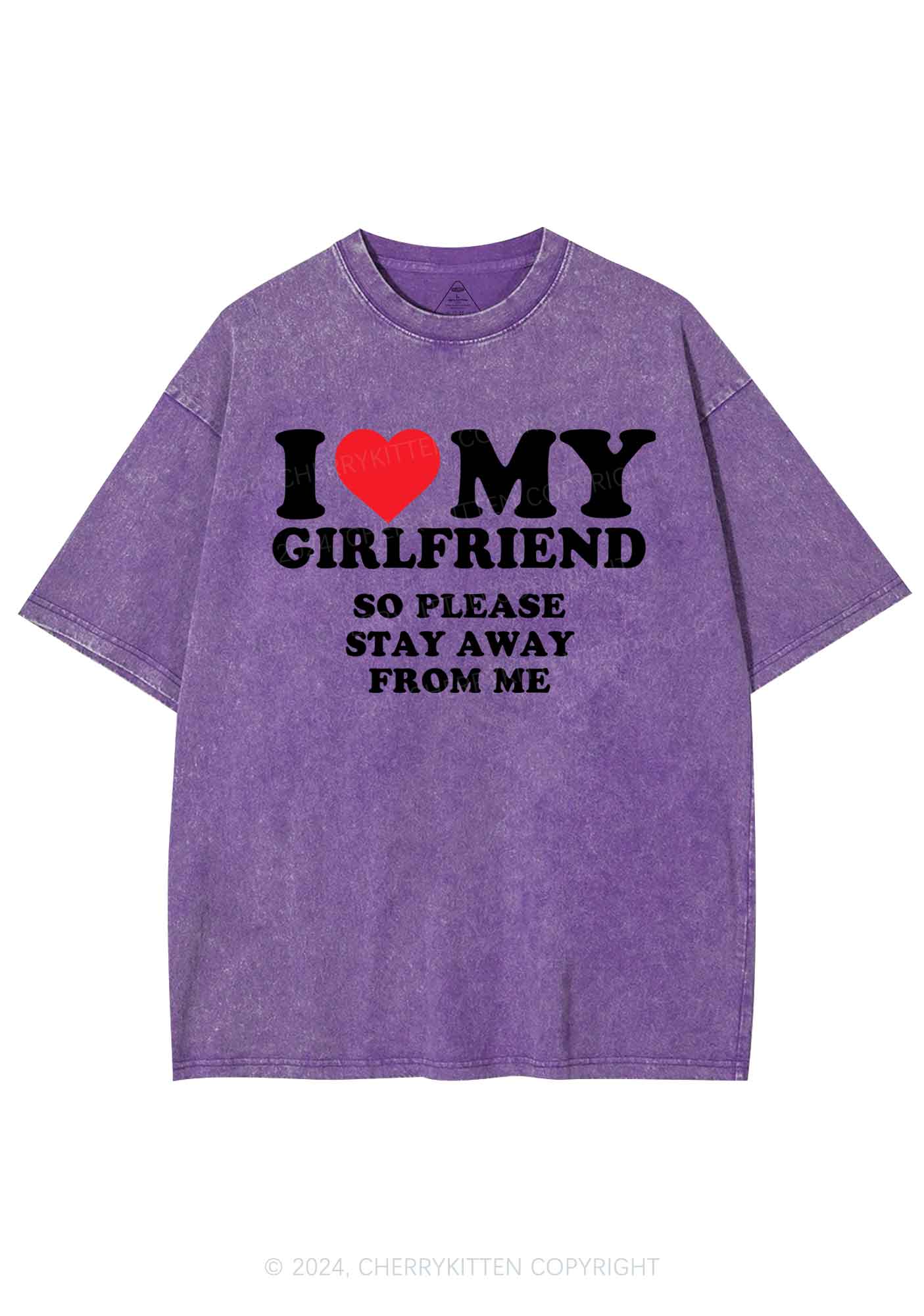 I Love My GF Y2K Valentine's Day Washed Tee Cherrykitten - Image 6
