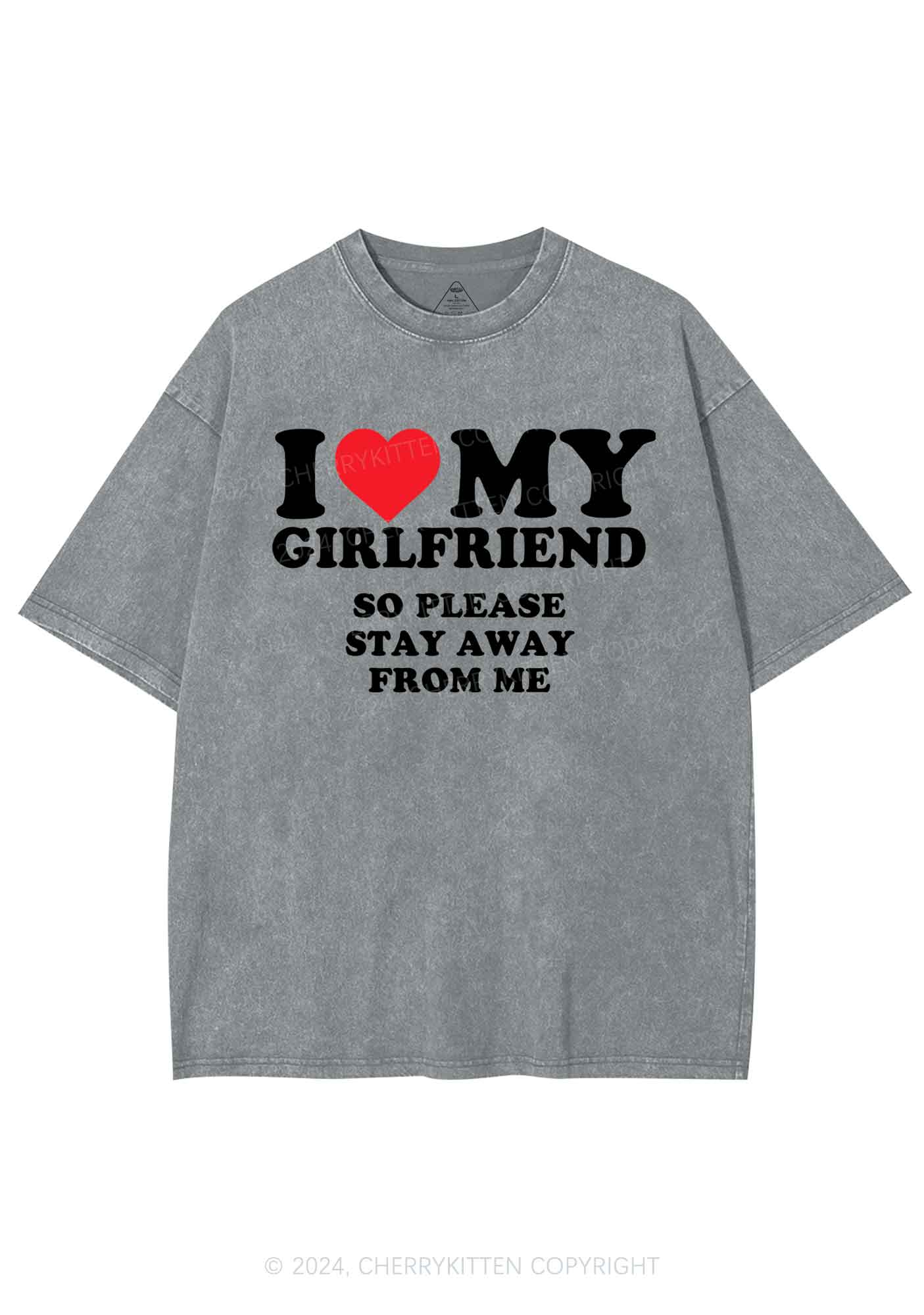 I Love My GF Y2K Valentine's Day Washed Tee Cherrykitten - Image 7