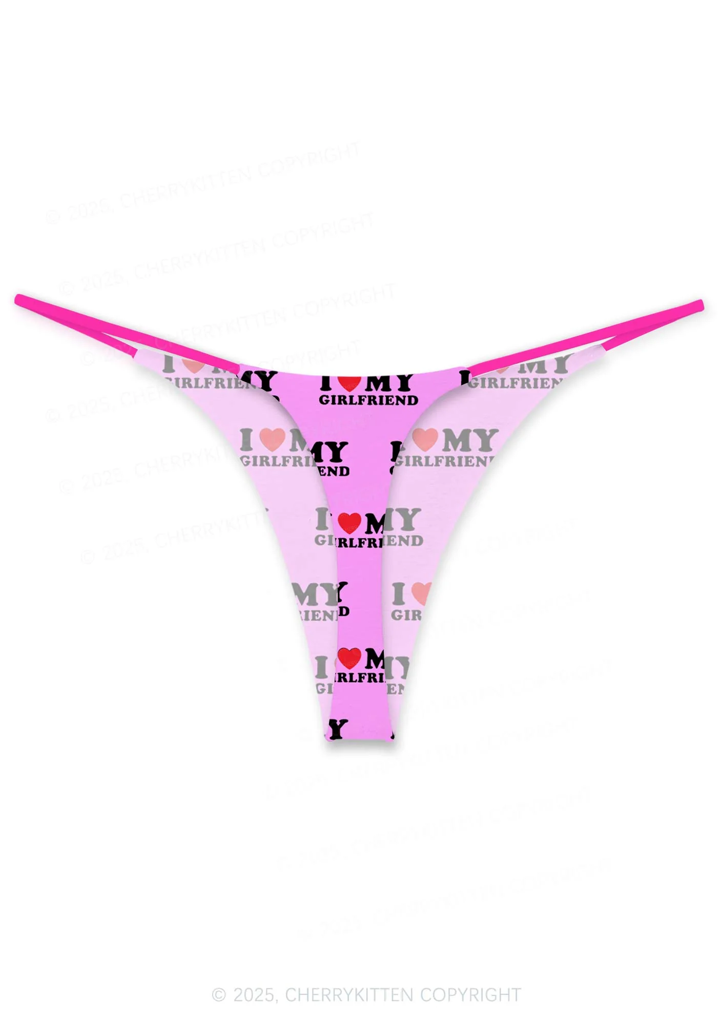 I Love My Girlfriend Valentine's Day Y2K Print Couples Thong Set Cherrykitten - Image 3