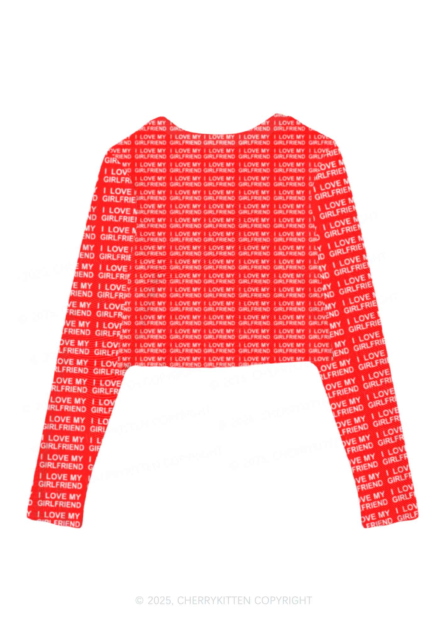 I Love My Girlfriend Y2K Mesh Long Sleeve Crop Top Cherrykitten - Image 2