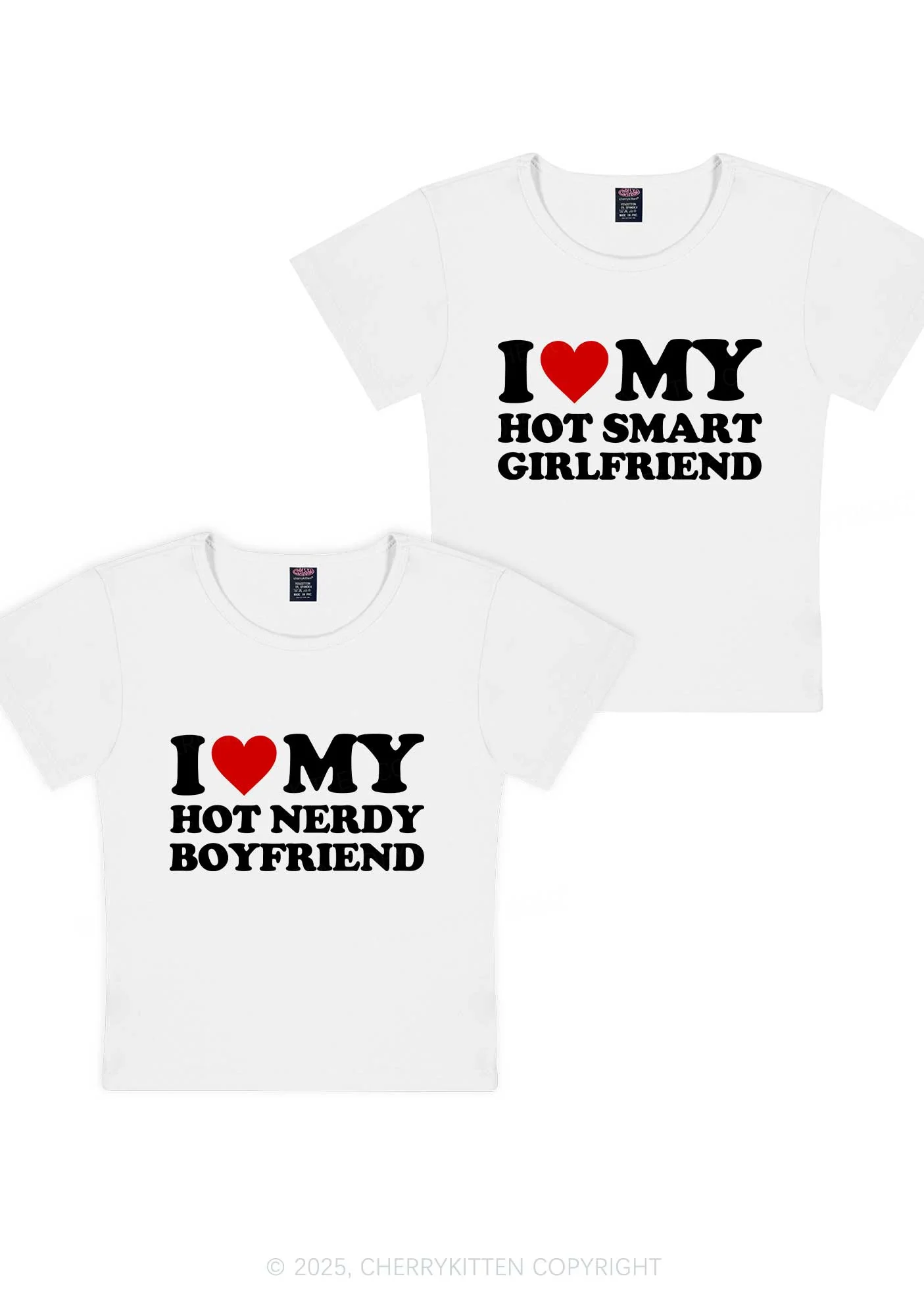 I Love My Hot Nerdy BF Y2K Valentine's Day Baby Tee Cherrykitten - Image 5