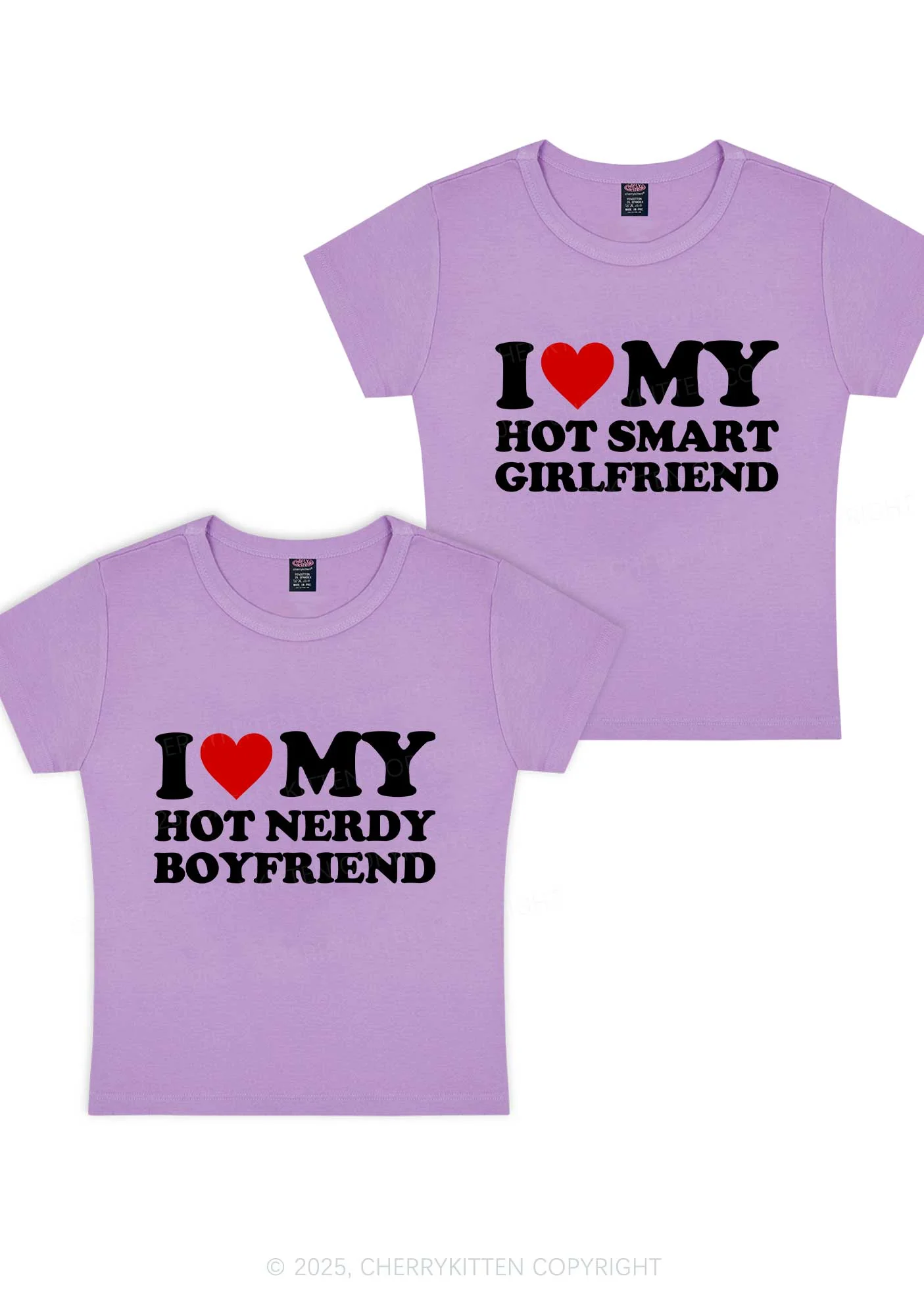 I Love My Hot Nerdy BF Y2K Valentine's Day Baby Tee Cherrykitten - Image 7