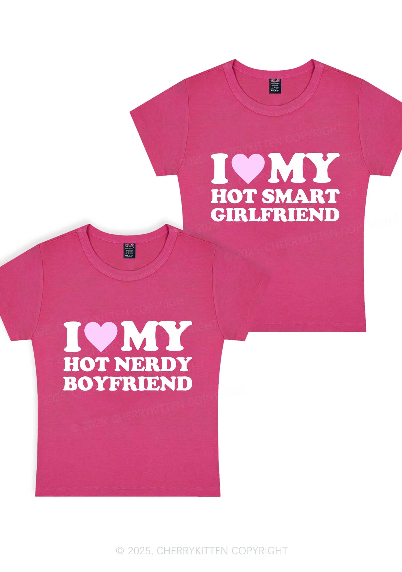I Love My Hot Nerdy BF Y2K Valentine's Day Baby Tee Cherrykitten - Image 8