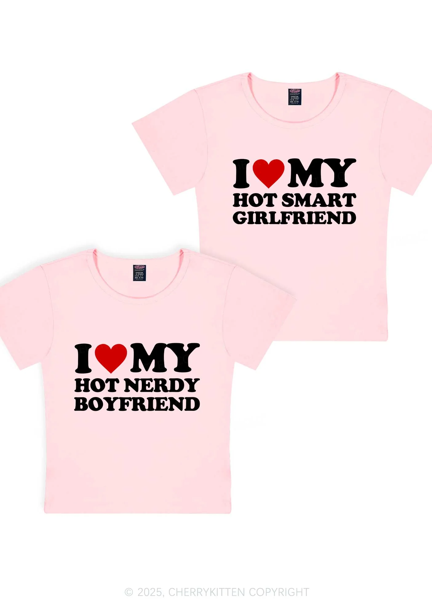 I Love My Hot Nerdy BF Y2K Valentine's Day Baby Tee Cherrykitten - Image 9