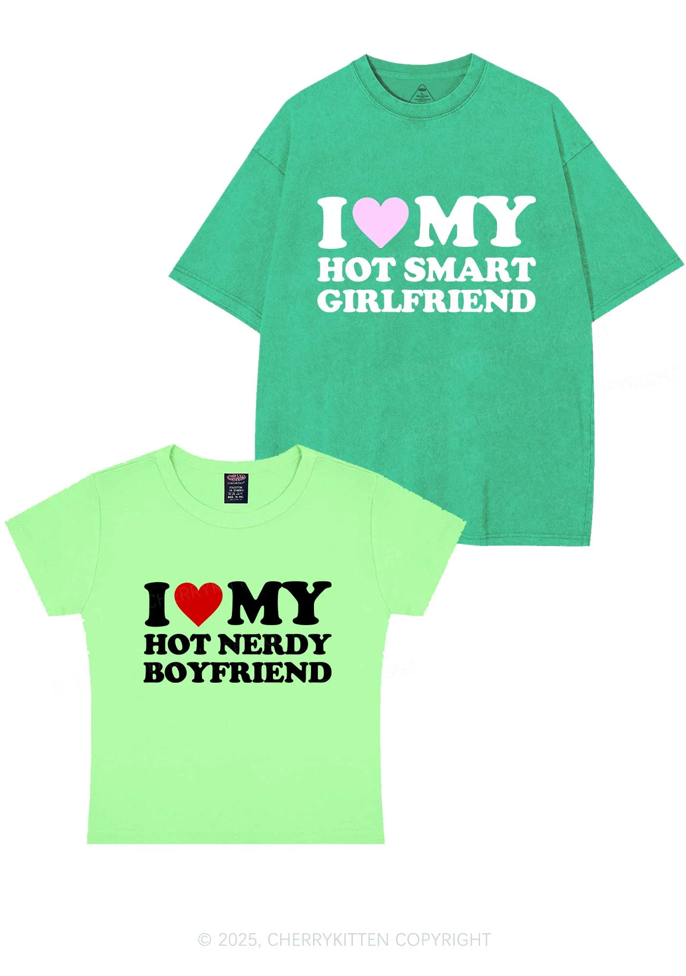 I Love My Hot Nerdy BF Y2K Valentine's Day Couple Shirt Cherrykitten - Image 13