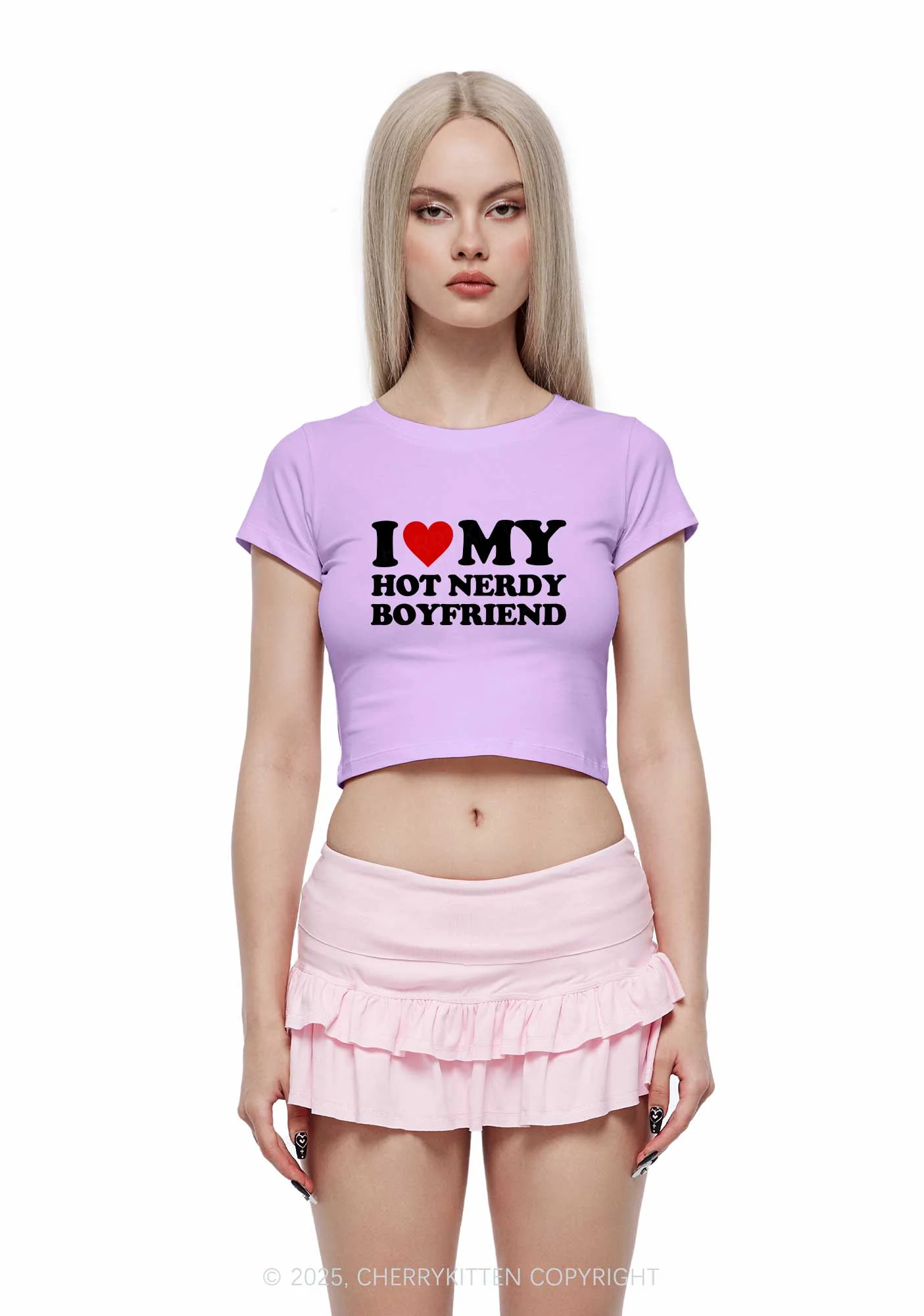 I Love My Hot Nerdy BF Y2K Valentine's Day Couple Shirt Cherrykitten - Image 2