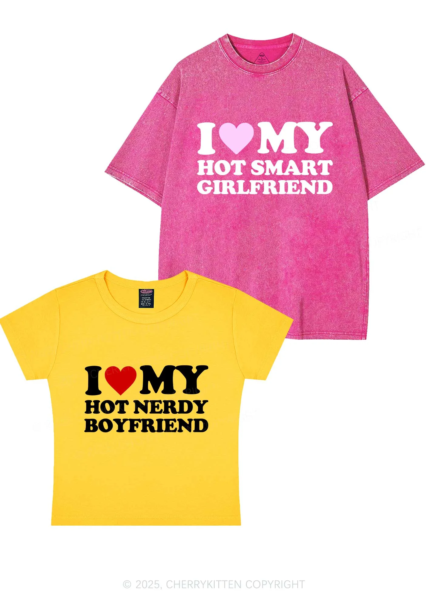 I Love My Hot Nerdy BF Y2K Valentine's Day Couple Shirt Cherrykitten - Image 4