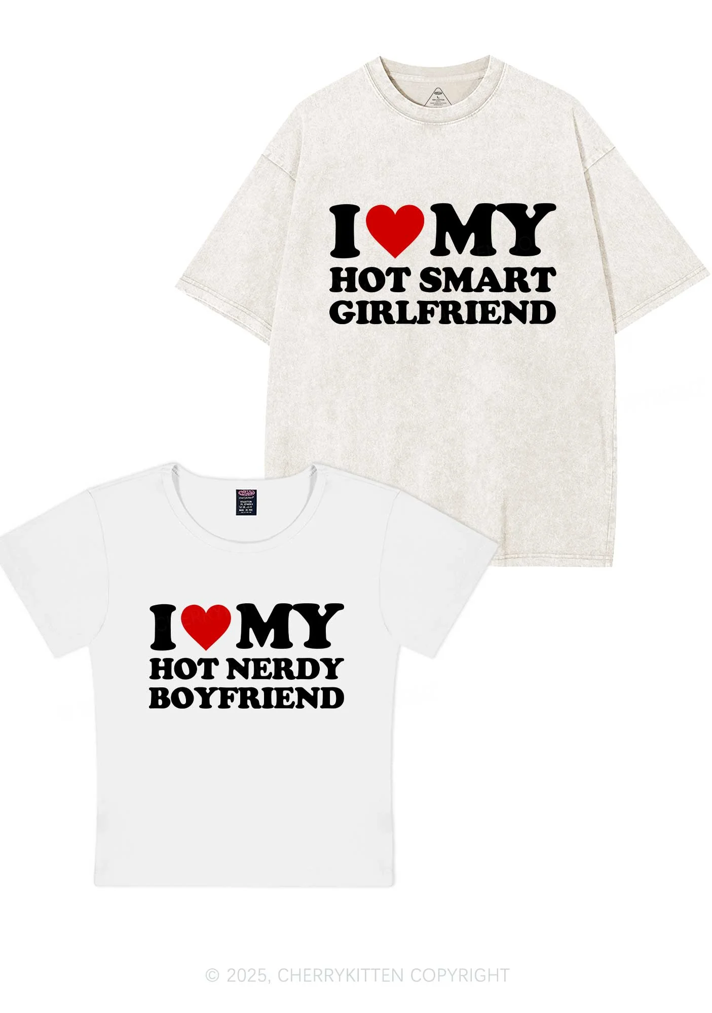 I Love My Hot Nerdy BF Y2K Valentine's Day Couple Shirt Cherrykitten - Image 5