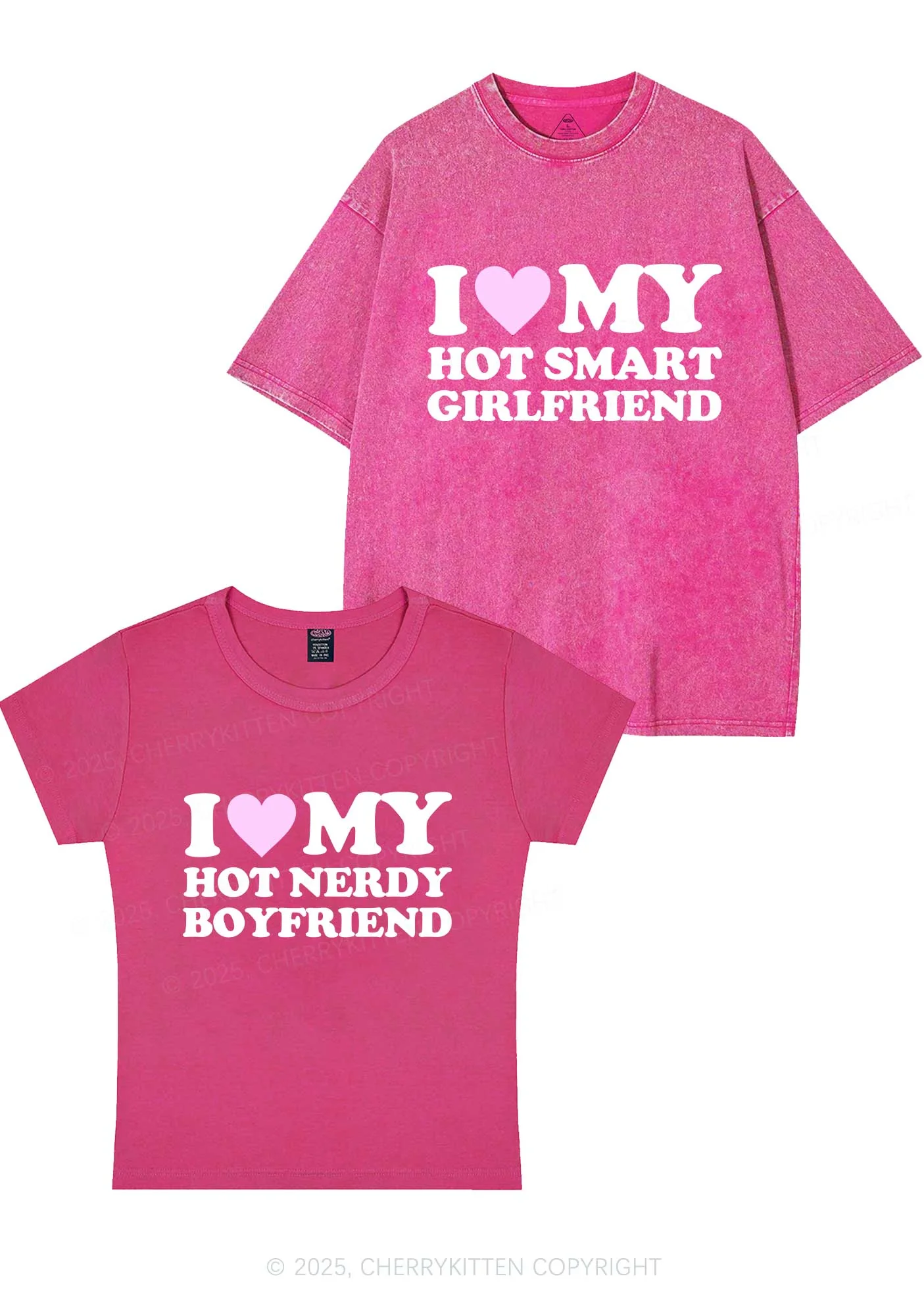 I Love My Hot Nerdy BF Y2K Valentine's Day Couple Shirt Cherrykitten - Image 6