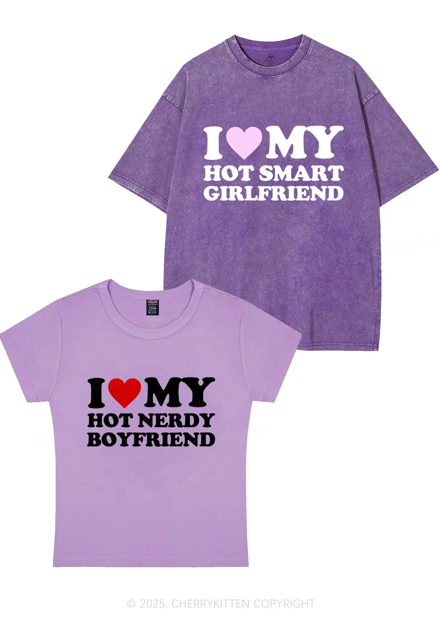 I Love My Hot Nerdy BF Y2K Valentine's Day Couple Shirt Cherrykitten - Image 7