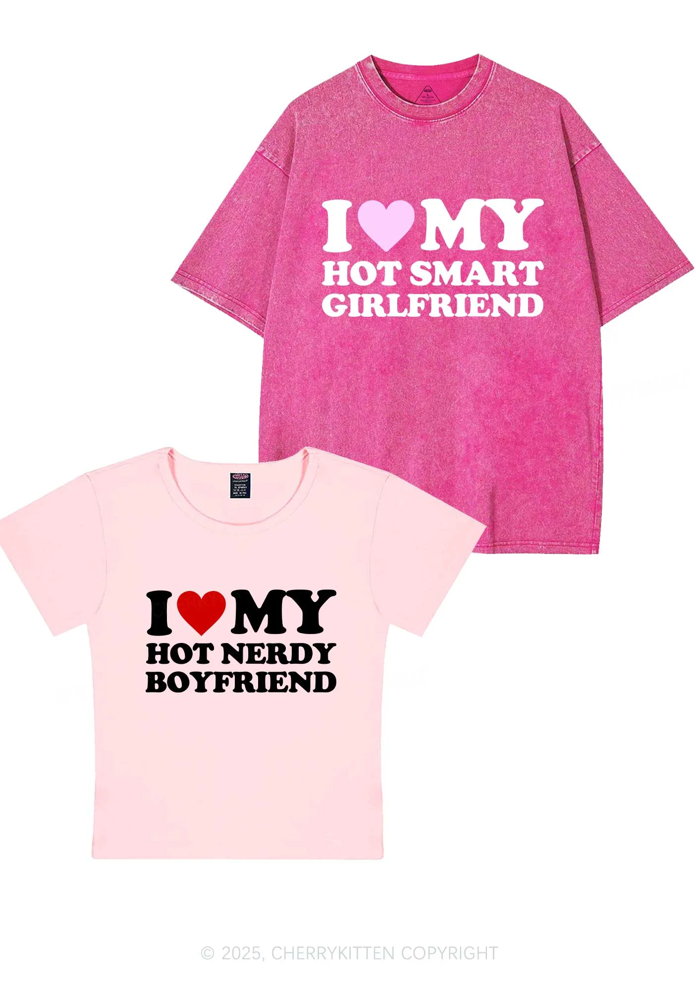 I Love My Hot Nerdy BF Y2K Valentine's Day Couple Shirt Cherrykitten - Image 9