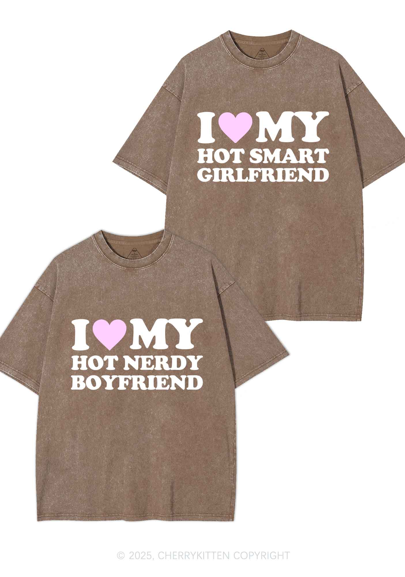 I Love My Hot Nerdy BF Y2K Valentine's Day Washed Tee Cherrykitten - Image 8