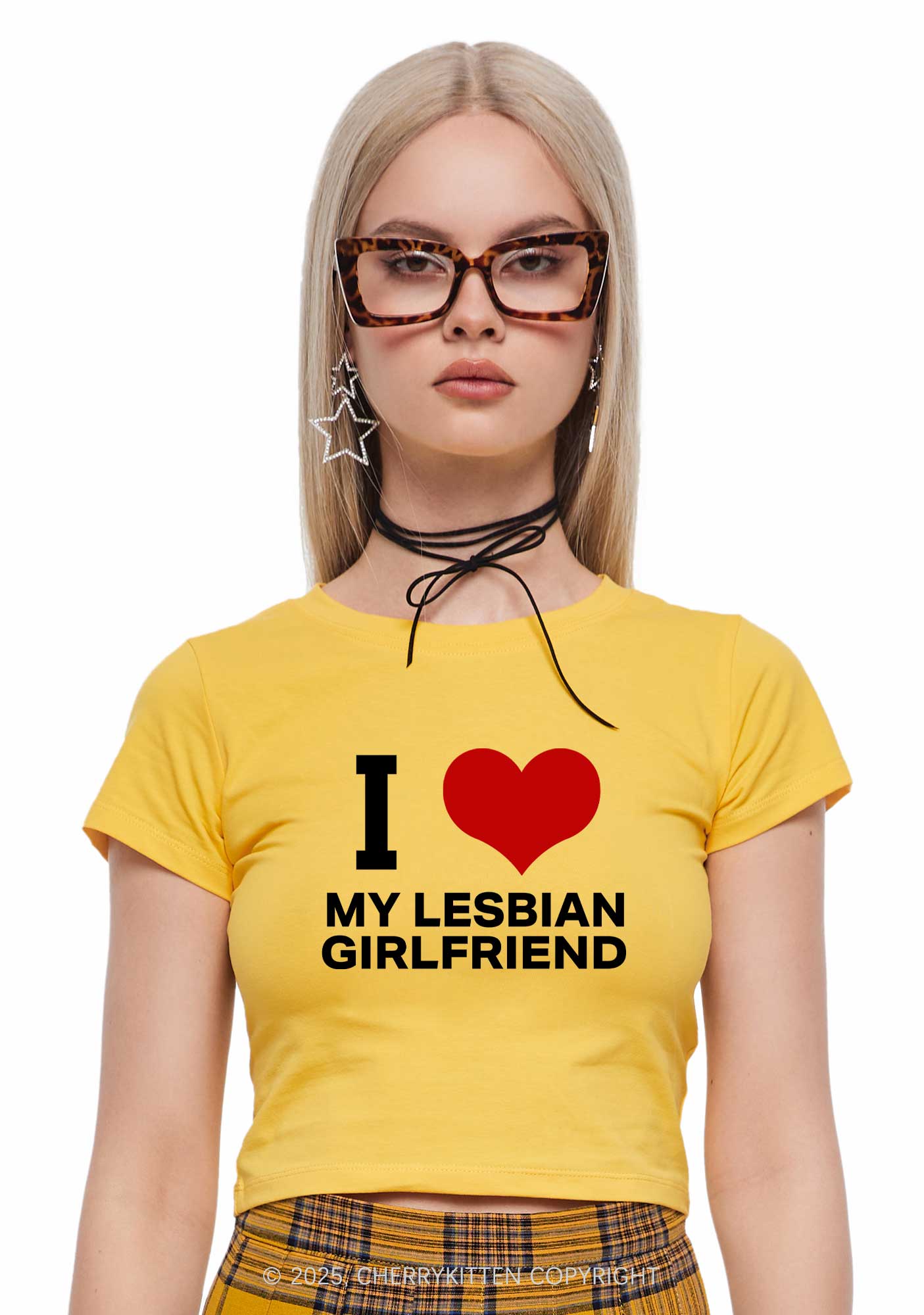 I Love My Lesbian GF Y2K Baby Tee Cherrykitten - Image 2