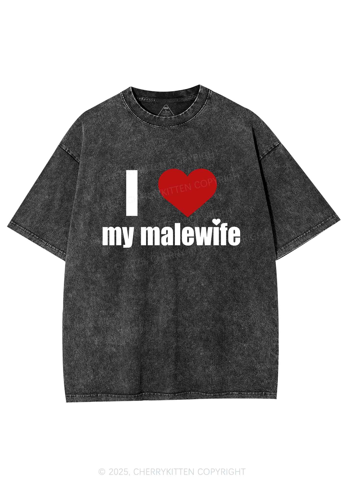 I Love My Malewife Pride Y2K Shirts Washed Tee Cherrykitten - Image 3