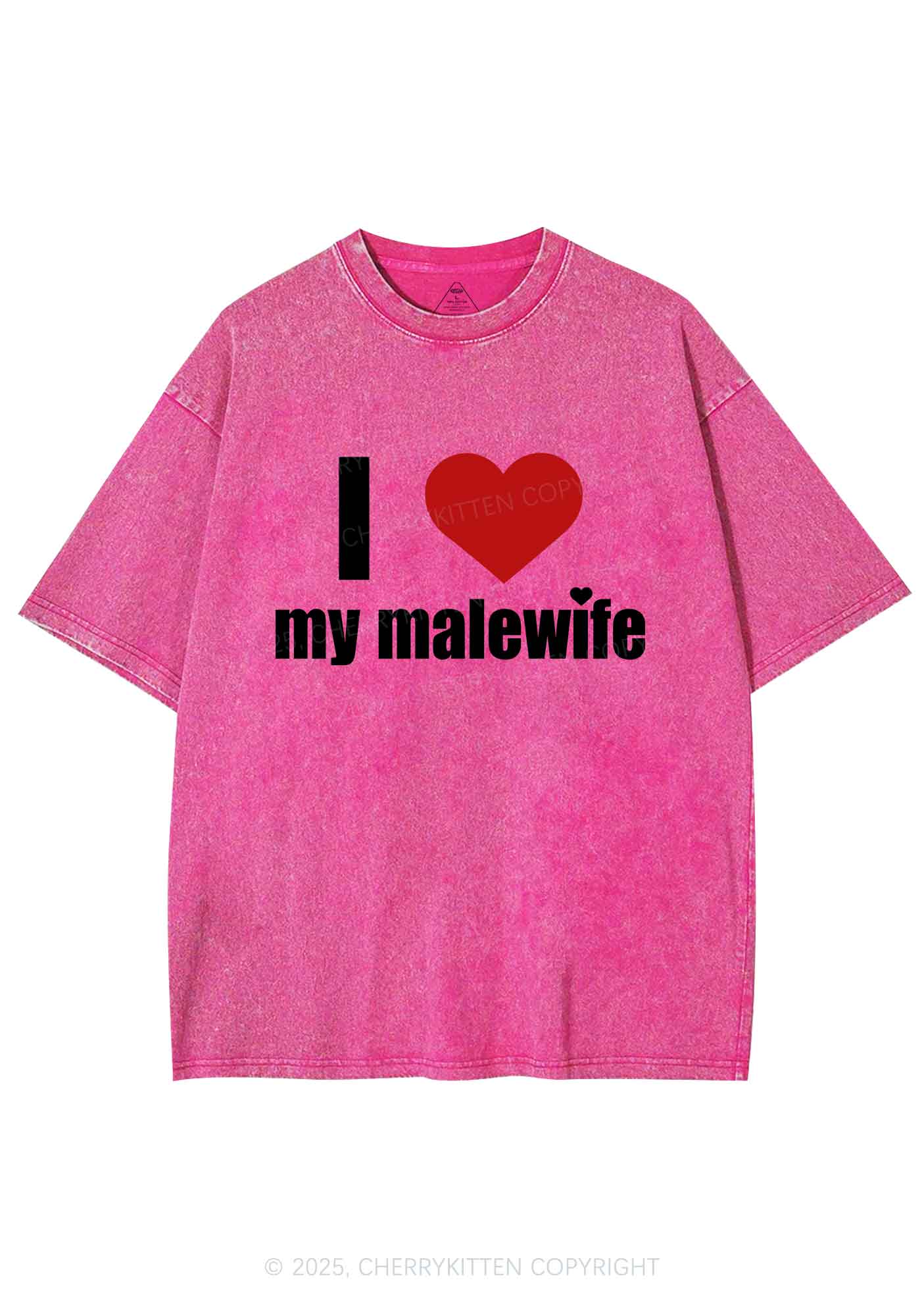 I Love My Malewife Pride Y2K Shirts Washed Tee Cherrykitten - Image 4