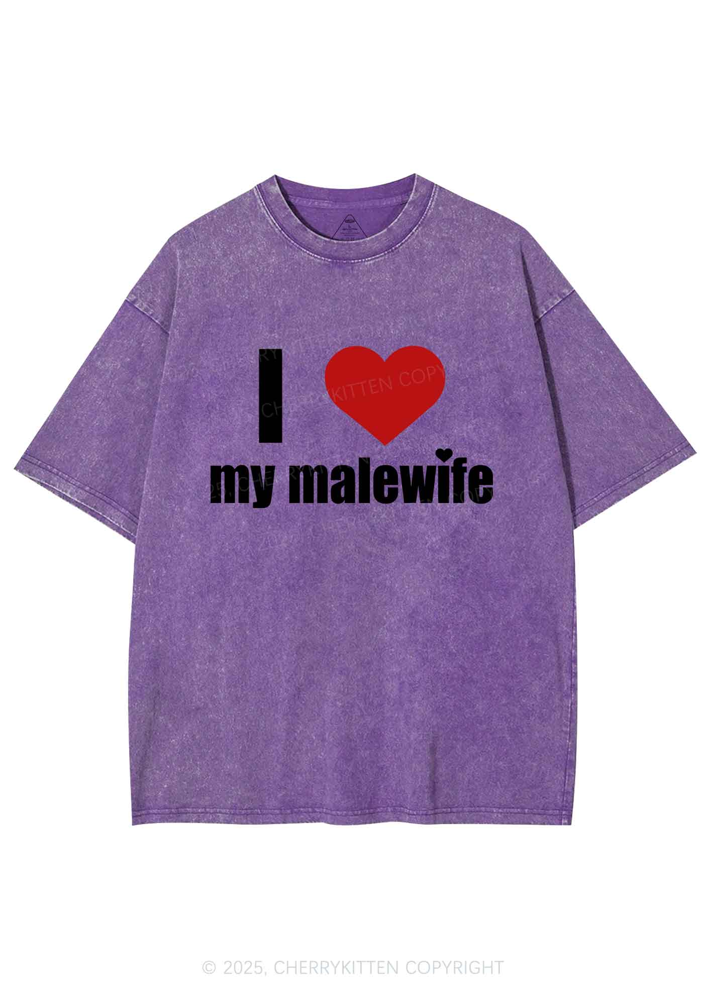 I Love My Malewife Pride Y2K Shirts Washed Tee Cherrykitten - Image 5