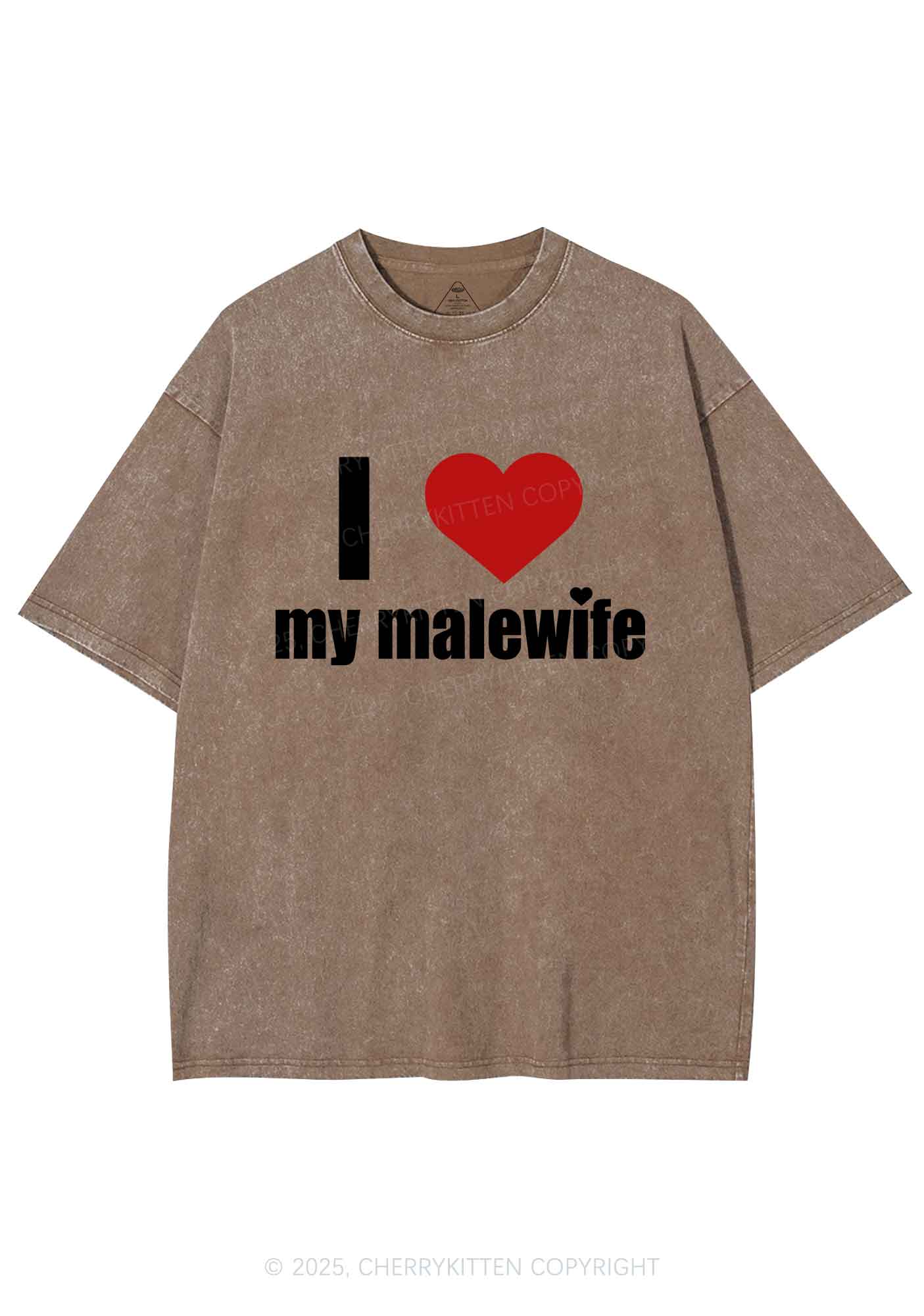 I Love My Malewife Pride Y2K Shirts Washed Tee Cherrykitten - Image 6